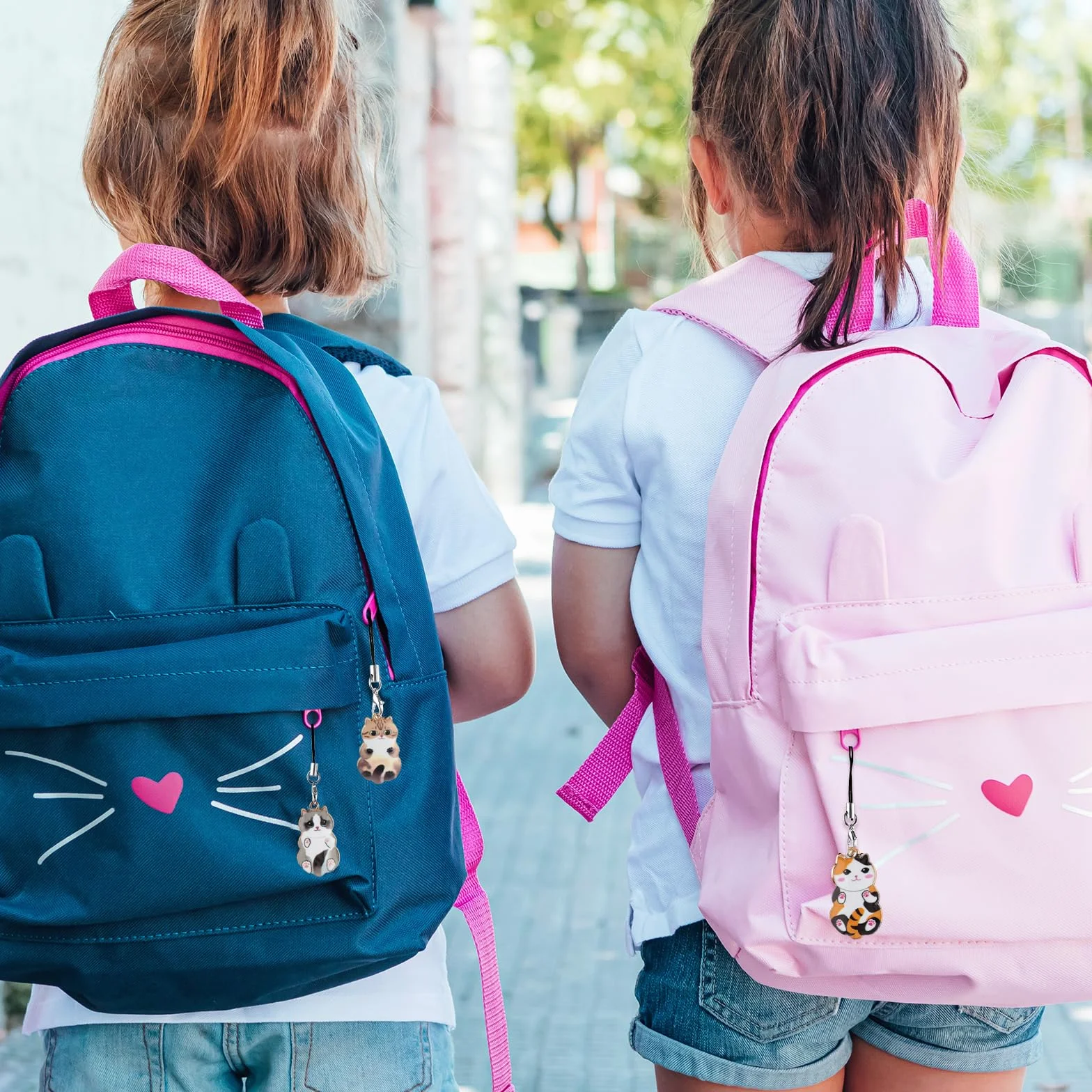 Molain 6 szt. kotek kawaii zawieszki kreatywne kotek zawieszki małe kreatywne ręcznie robione breloki zwierzę przeciw zgubieniu dla kobiet dziewcząt, Metal