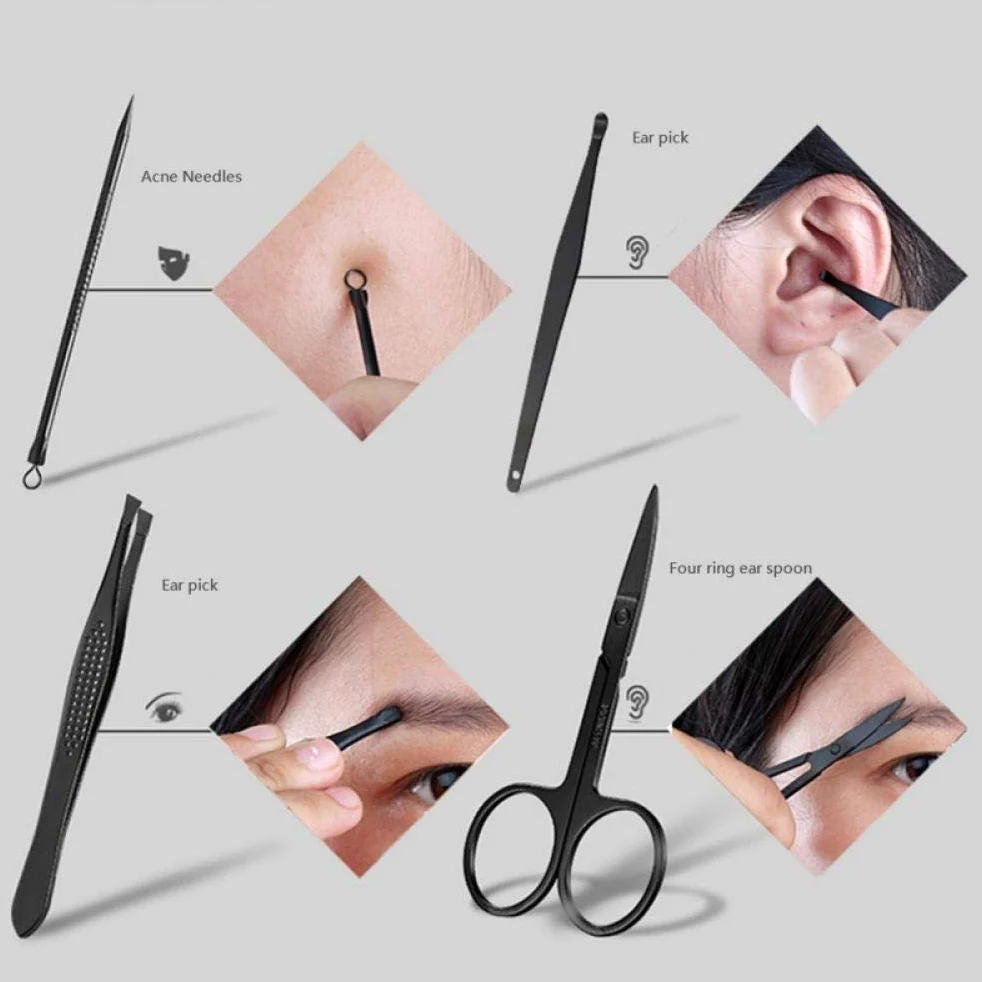 Zestaw do manicure i pedicure, zestaw do obcinania paznokci Profesjonalny zestaw do pielęgnacji paznokci ze stali nierdzewnej Zestaw narzędzi do manicure ze skórzanym etui z PU do pielęgnacji paznok