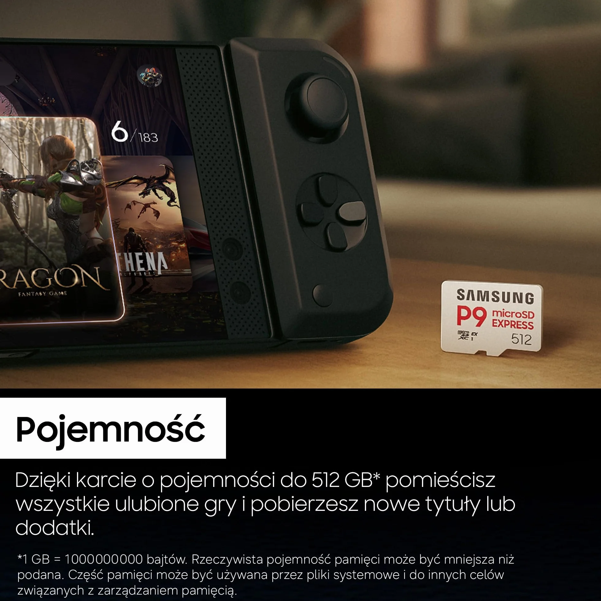 Karta microSD Express Samsung P9 Express, 512 GB, karta pamięci do Nintendo Switch 2, 4K UHD, prędkość odczytu 800 MB/s, MB-MK512T/WW