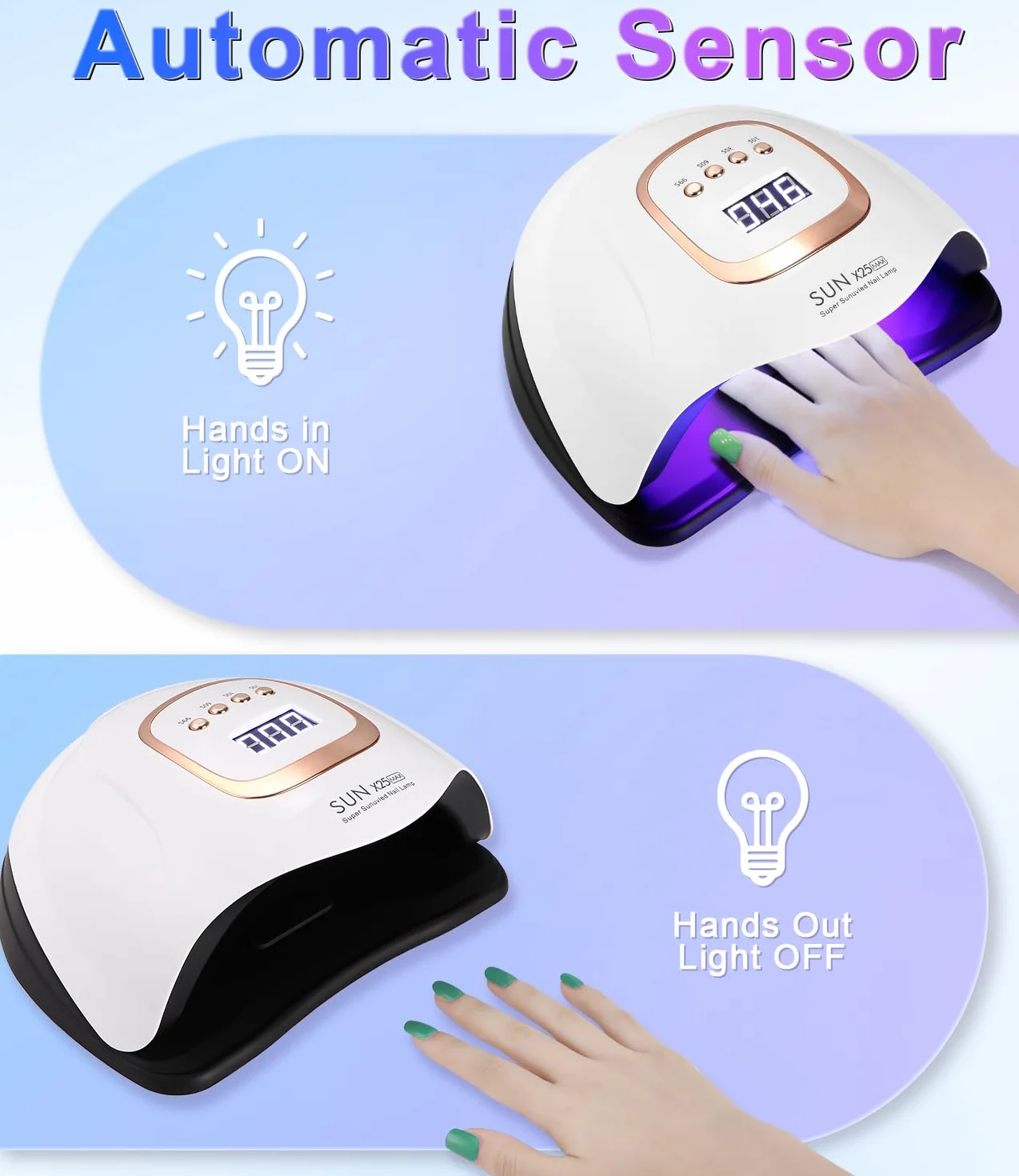 Zawaer Lampa do paznokci UV LED,suszarka do paznokci 380W z wyświetlaczem,czujnik automatyczny 4 ustawienia timera,81 sztuk koralików do lamp profesjonalne narzędzia zdobienia paznokci dla salonu