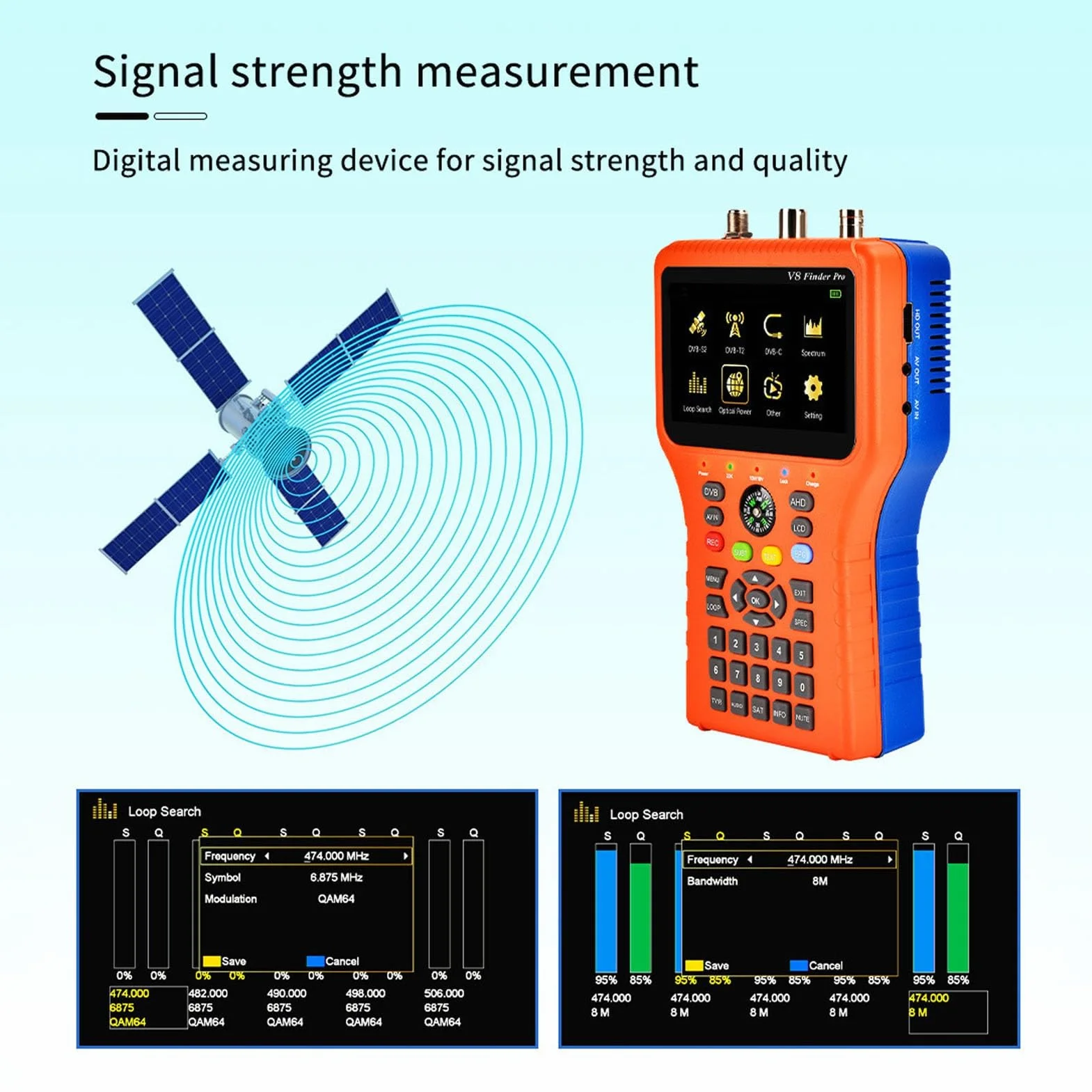 4.3 Calowy Ekran LCD Antena Satelitarna Lokalizator Sygnału V8 FINDER PRO FTA DVB S2 S2X Miernik Sygnału z funkcją Kompasu (Wtyczka UE)
