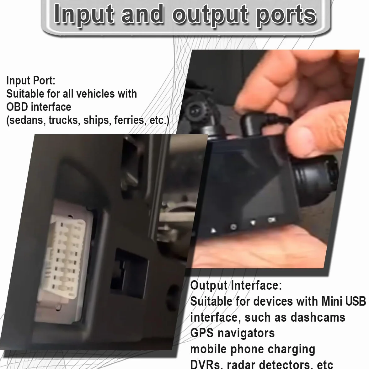ZAMDOE Mini USB OBD Kabel zasilający Adapter do Dashcam OBD2 Kąt Mini USB z przełącznikiem 90 stopni Monitorowanie 24 godziny tryb Acc 12 V-24 V do 5 V/3 A 3,5 m