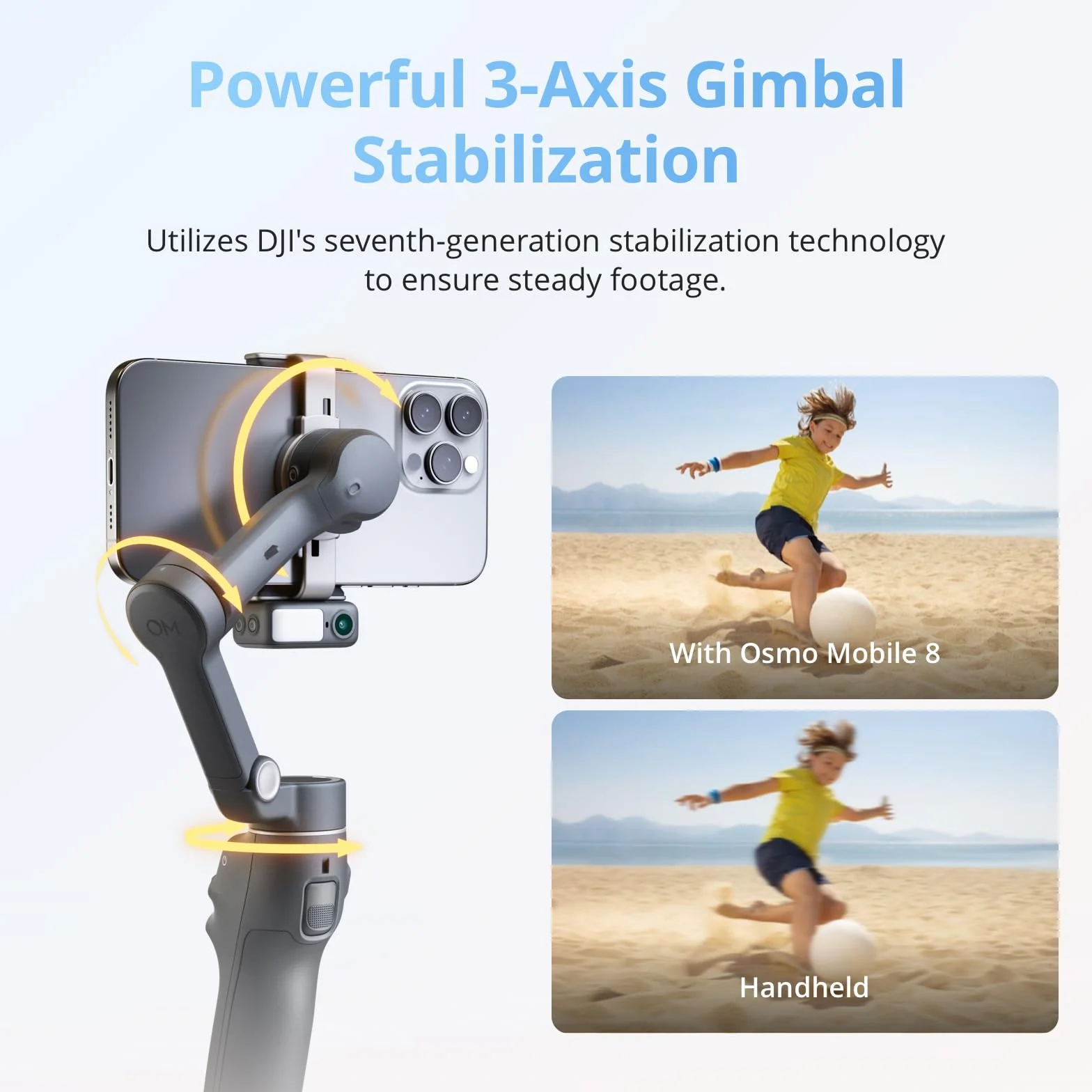 Zestaw DJI Osmo Mobile 8 Standard, stabilizator gimbala do smartfona, obrót panoramiczny 360°, wbudowany wysięgnik i statyw, czas pracy akumulatora 10 godz.