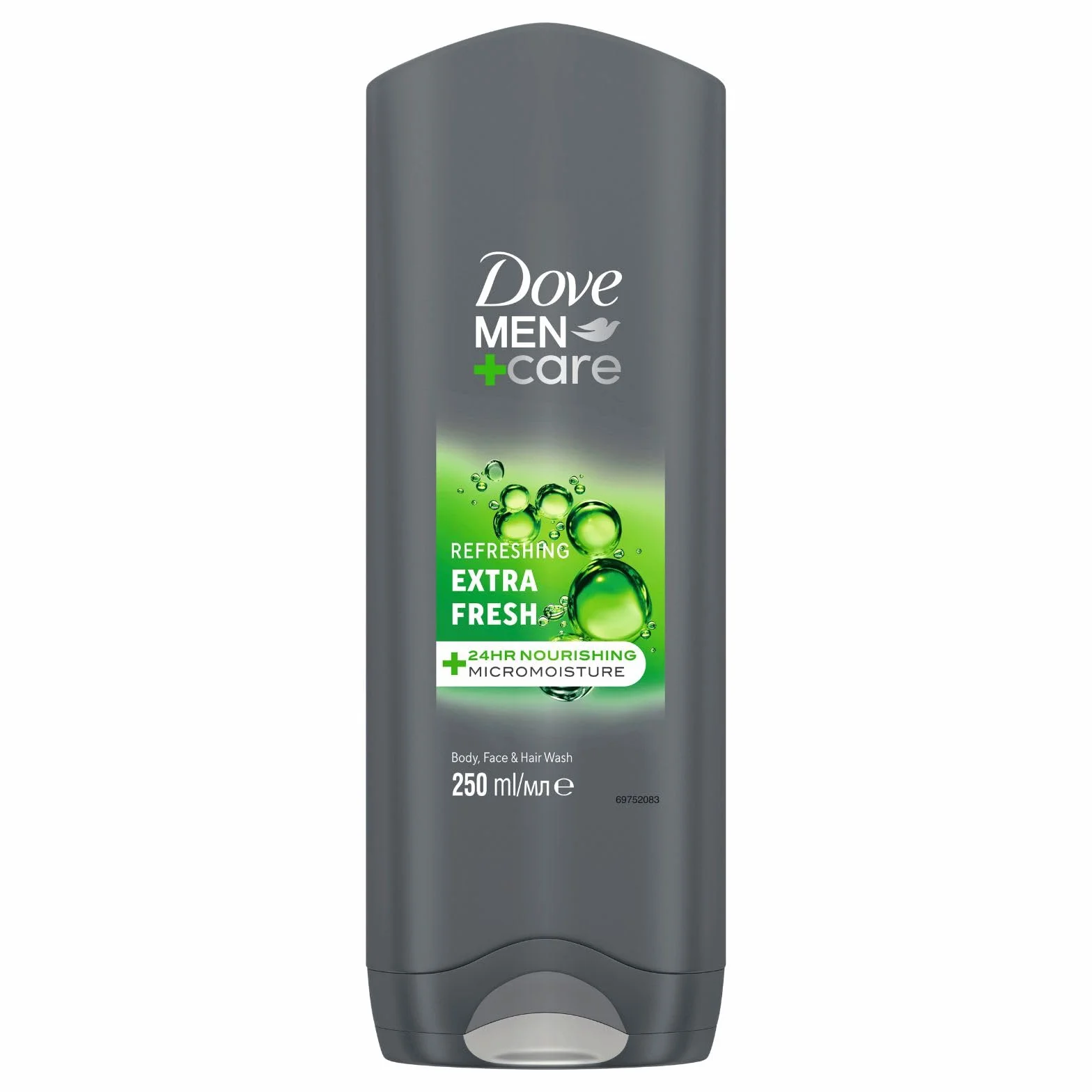 Dove, Dove Men+Care Extra Fresh, męski prysznic 3 w 1, nawilżający ciało, twarz i włosy, z technologią MicroMoisture, zapewnia 24 godziny nawilżenia, 250 ml
