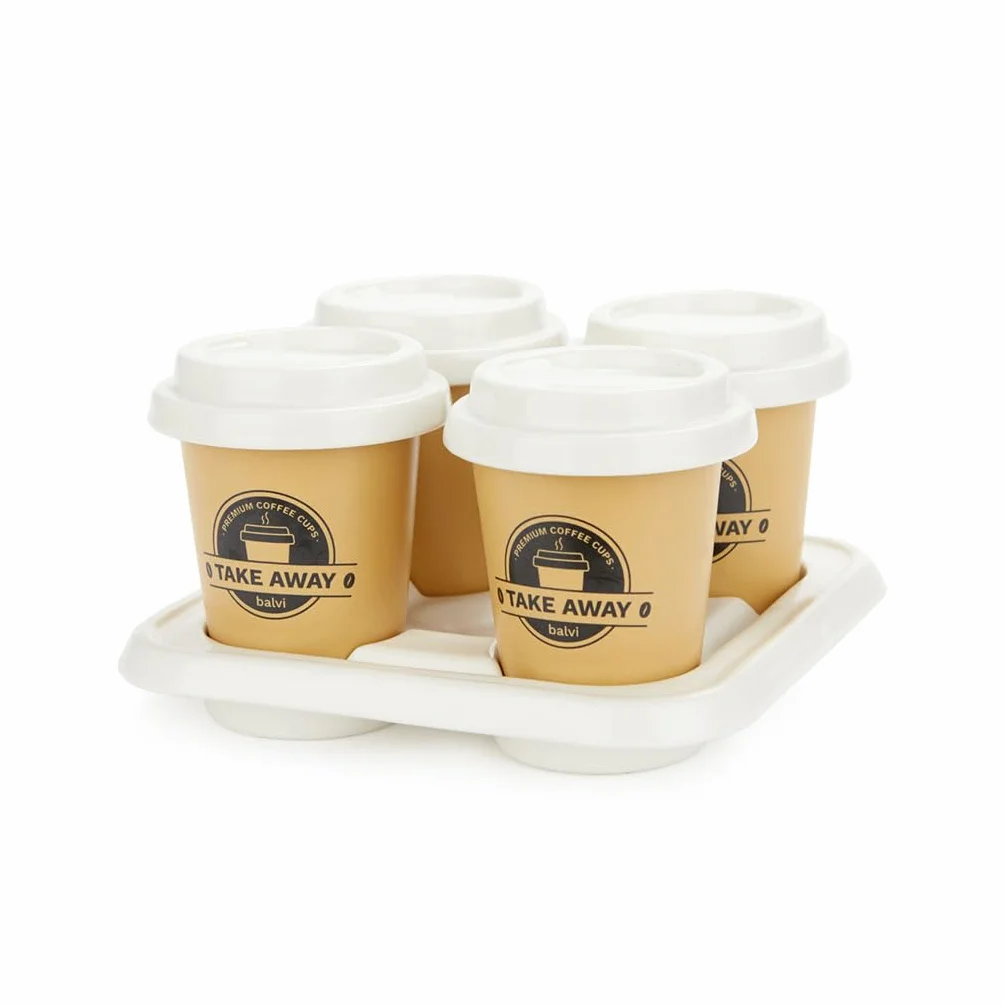 Balvi Filiżanki do kawy Take Away Porcelana 75 ml Brązowy Biały