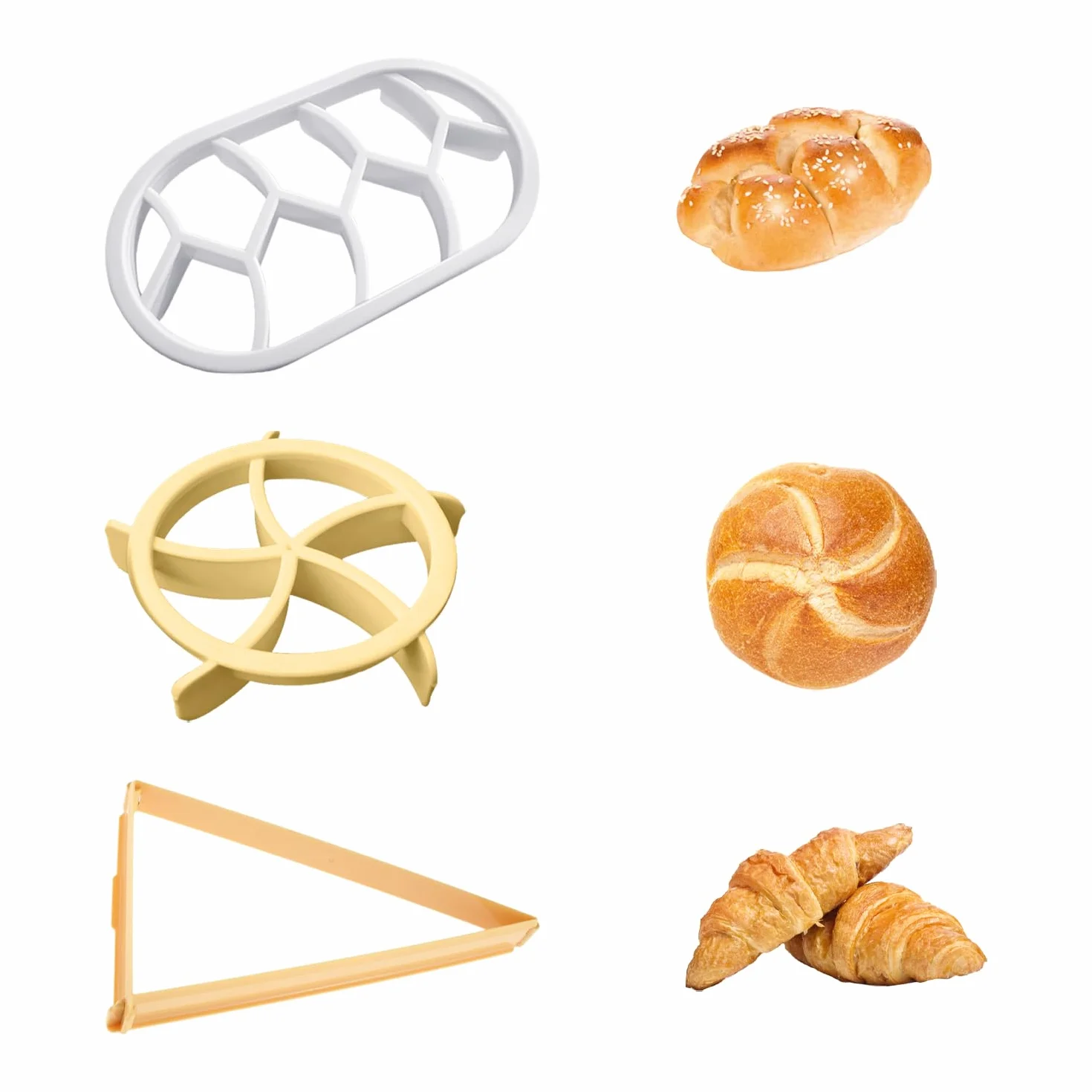 Automat do pieczenia chleba 3-częściowy, forma do rogalika, krajalnica do chleba, plastikowa forma