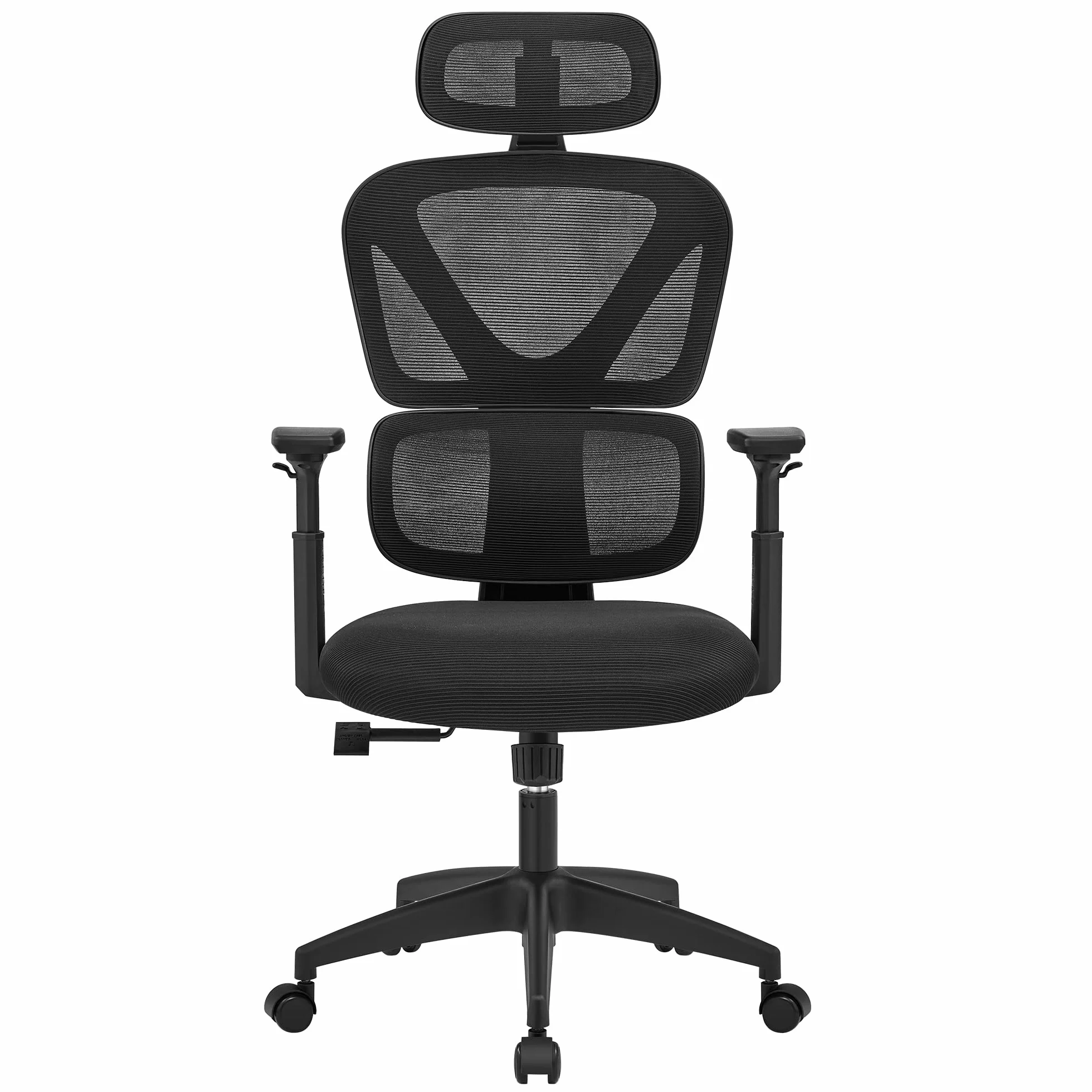 SONGMICS Krzesło biurowe, krzesło biurowe, ergonomiczne krzesło obrotowe, krzesło komputerowe, pokrycie siatkowe, oparcie regulowane w 4 stopniach, nośność do 120 kg, czarny OBN064B01