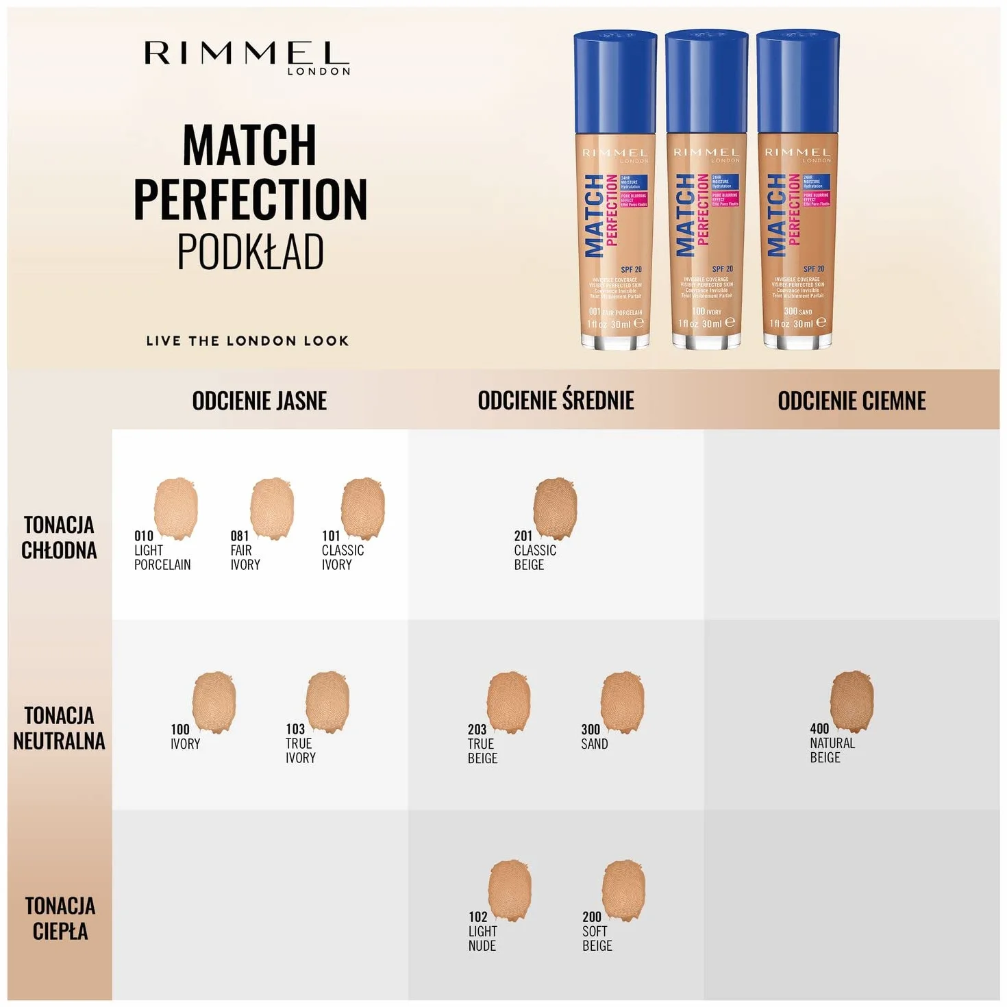 Rimmel Match Perfection Podkład, 400 Natural Beige, 33 ml