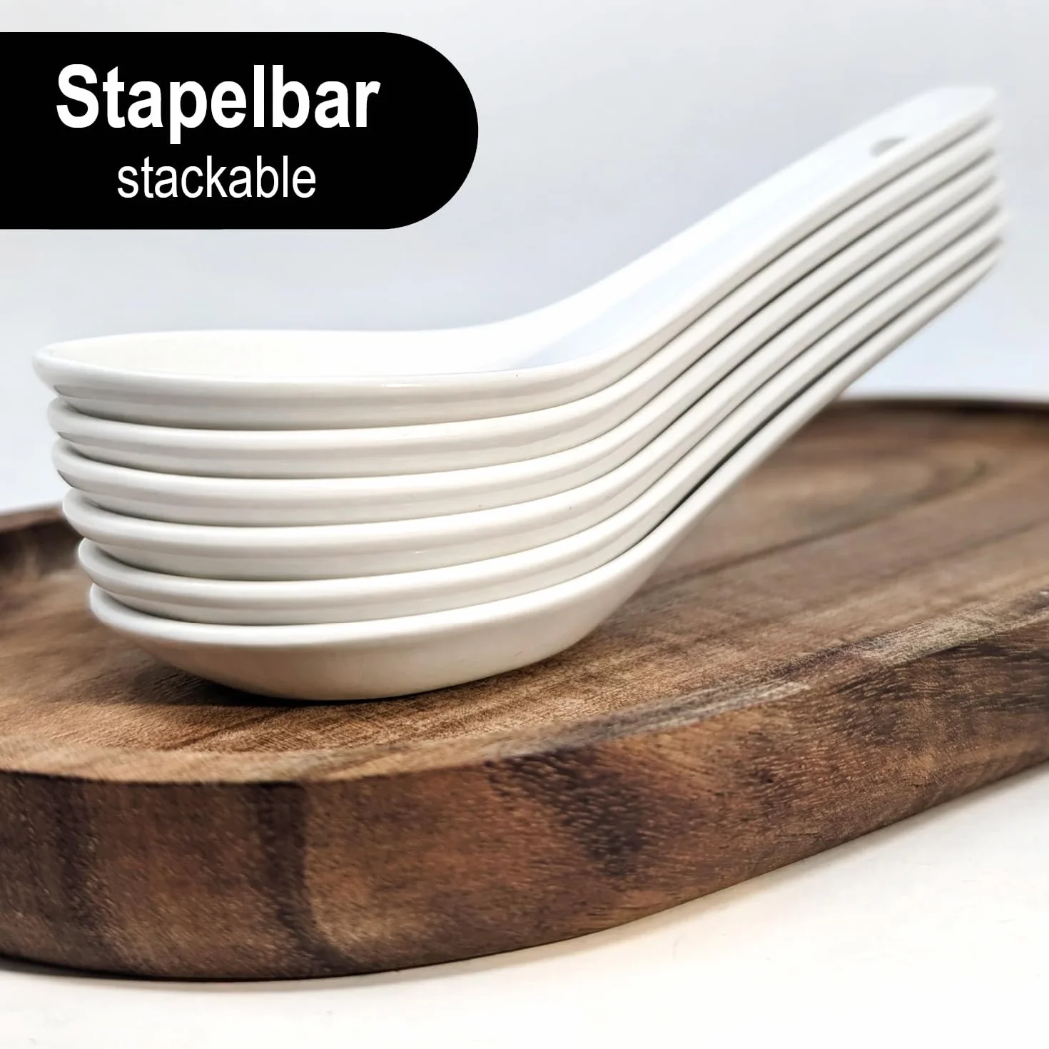 COM-FOUR® 6x azjatyckie lyzki do zupy - lyzki do ryzu z bialej porcelany - lyzki do serwowania misek ryzowych, ramenu, przystawek, deserów - zestaw lyzek porcelanowych (6 sztuk - biale)