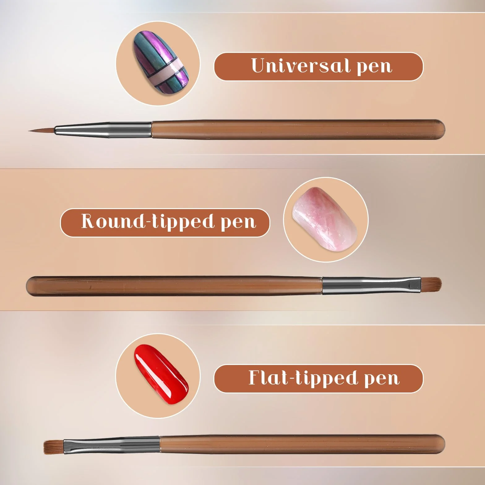 Giantree Zestaw 9 pędzli do paznokci, profesjonalny zestaw pędzli do paznokci z podwójną końcówką, żel UV, zestaw pędzli do paznokci akrylowych i żelowych, zestaw pędzli do manicure w domu