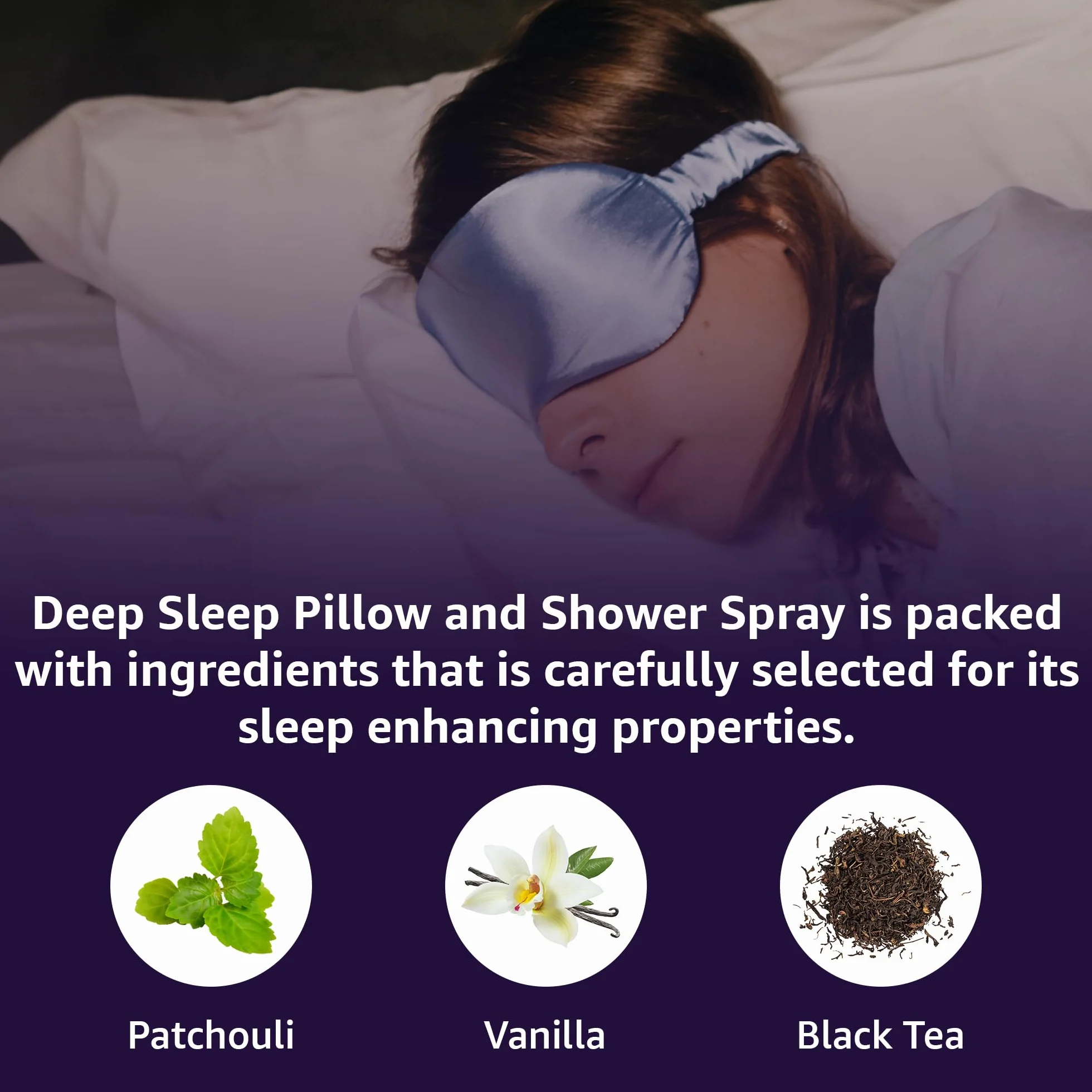 Deep Sleep Pillow Spray Patchouli Black Tea Vanilla Essential Oils Natural Fast Acting Aromatherapy Mist