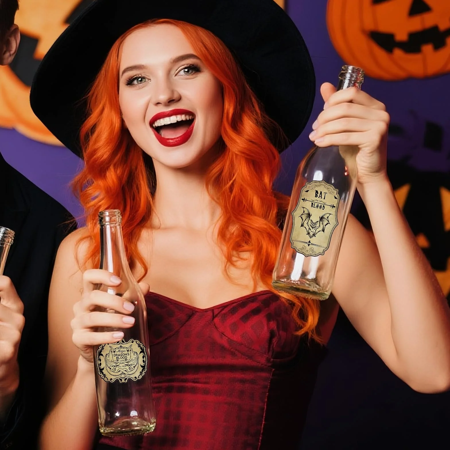 36 sztuk etykiet na butelki wina na Halloween, 12 stylów, brązowe naklejki na butelki wina, szampana, naklejki na Halloween, 36 sztuk