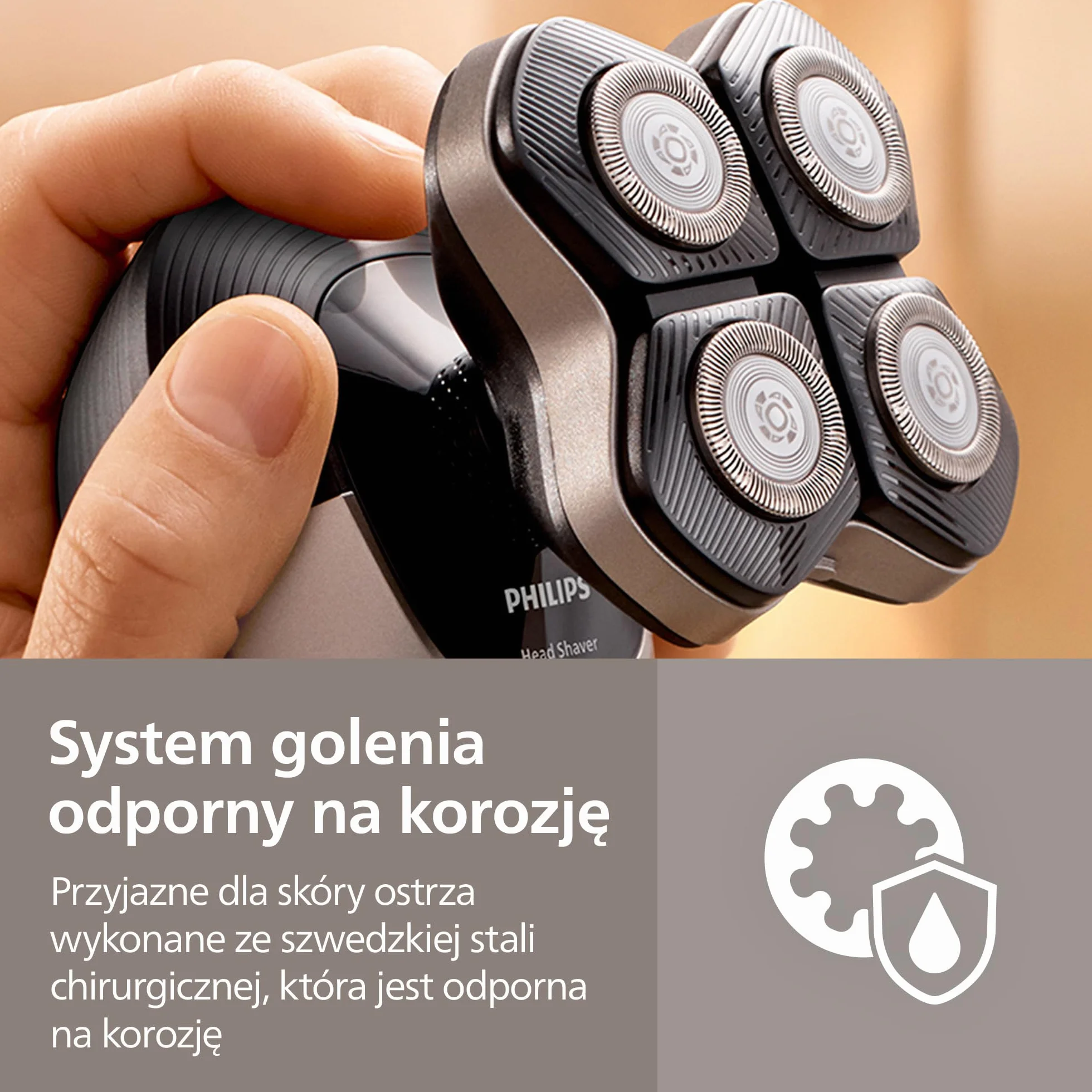 Oryginalne wymienne głowice do golarki Philips – kompatybilne z golarkami Philips Head Shaver Pro HS5980, HS7980 i HS9980, samoostrzące się ostrza ComfortCut, delikatne dla skóry, 4 sztuki, HS740/15