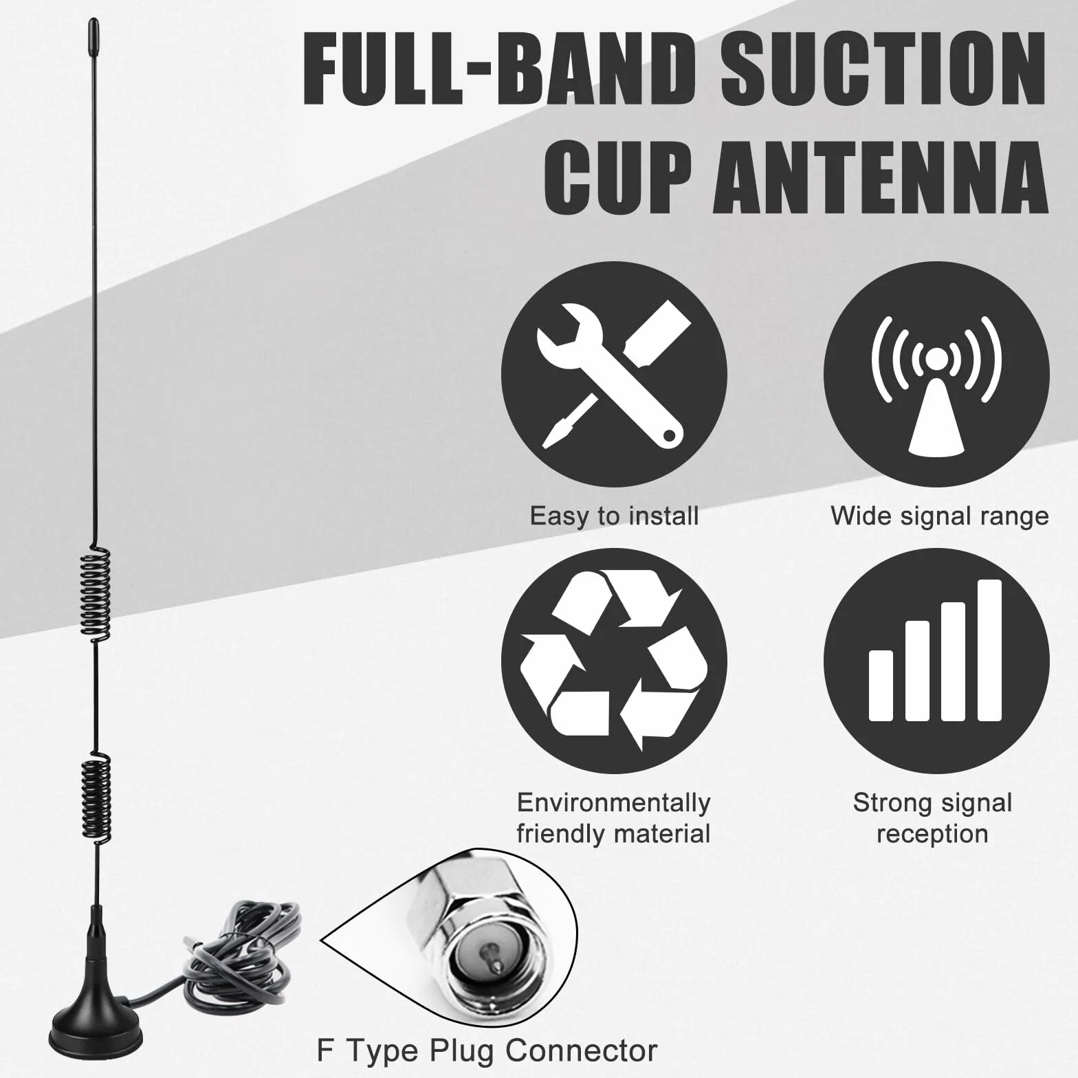 Aicharynic DAB Radio FM z anteną, podstawa magnetyczna, 3 m, cyfrowy przedłużacz stereo audio i wideo, odbiornik kina domowego
