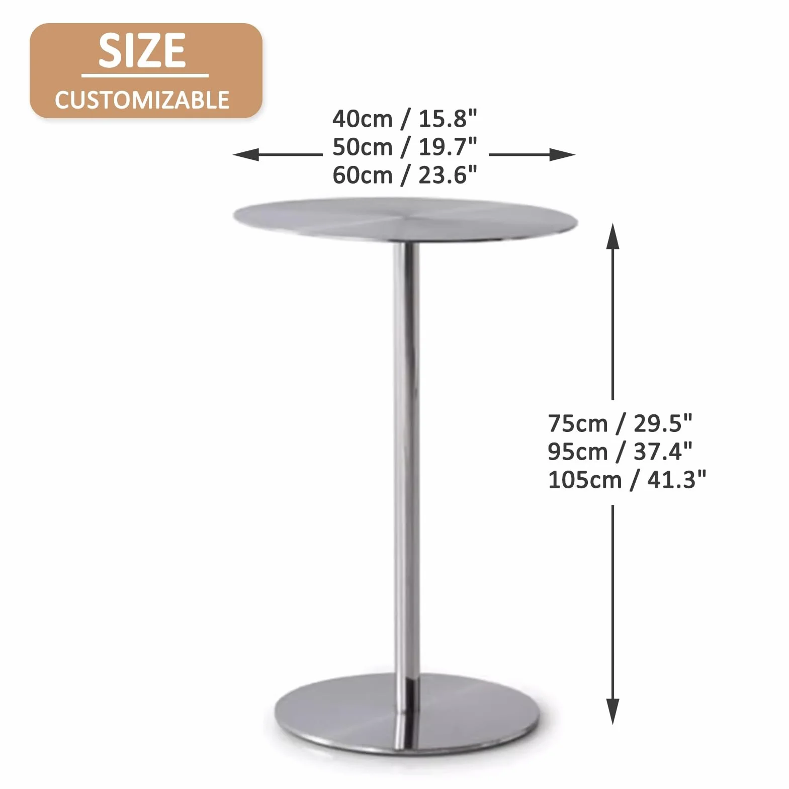 Stół bistro barowy ze stali nierdzewnej okrągły 40 cm 50 cm 60 cm
