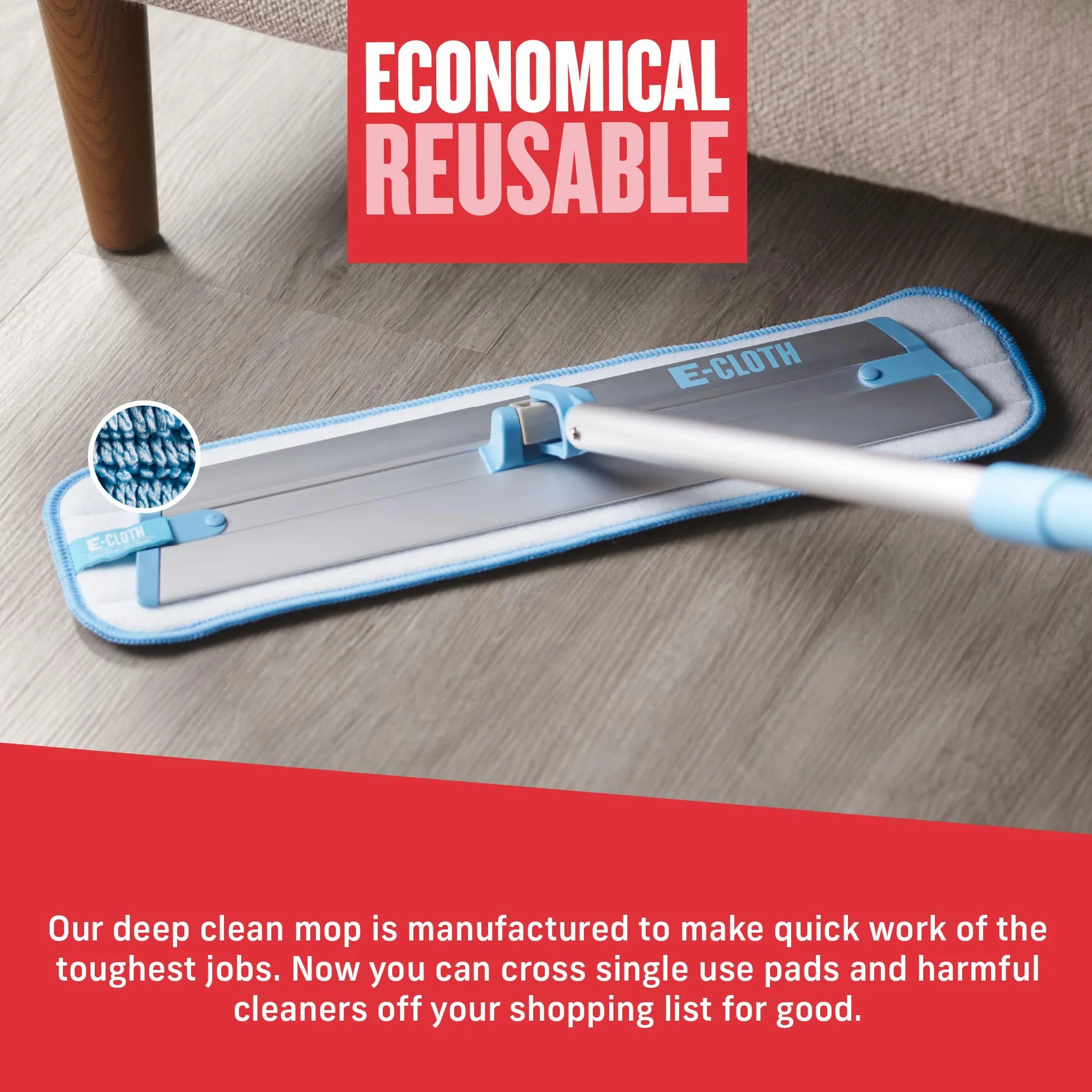 E-Cloth Deep Clean Mop, mikrofibra, niebieski, 1 sztuka
