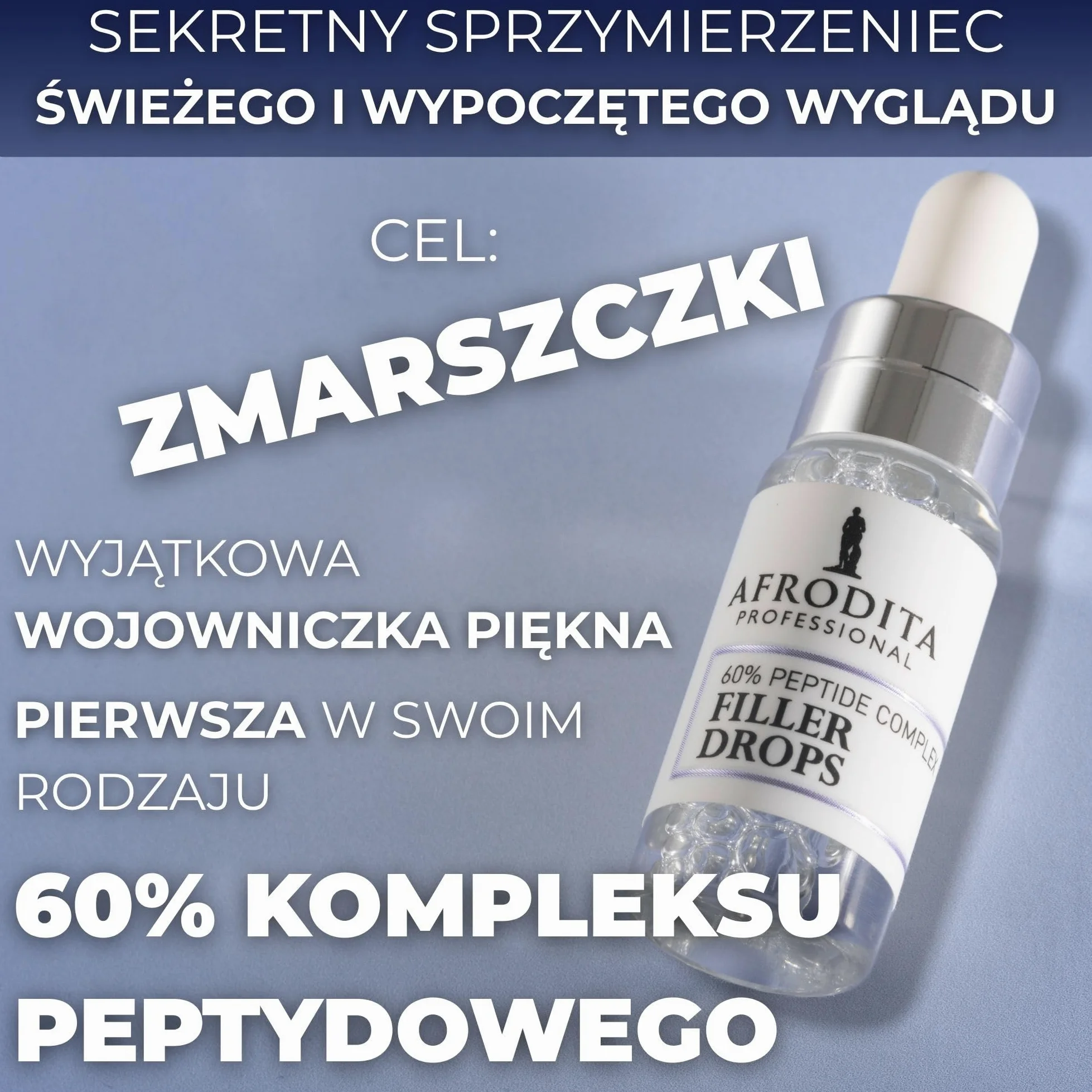Afrodita Professional 60% Peptid Filler Drops serum do twarzy – przeciwzmarszczkowe serum hialuronowe dla kobiet – ujędrniające serum nawilżające 5 ml