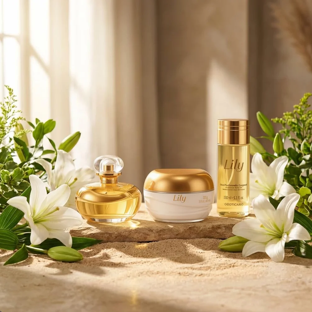 O Boticário Lily Zestaw Prezentowy Perfumy i Pielęgnacja Skóry z 3 Produktami | Krem Nawilżający Ciało, Perfumowany Olejek Do Ciała i Woda perfumowana