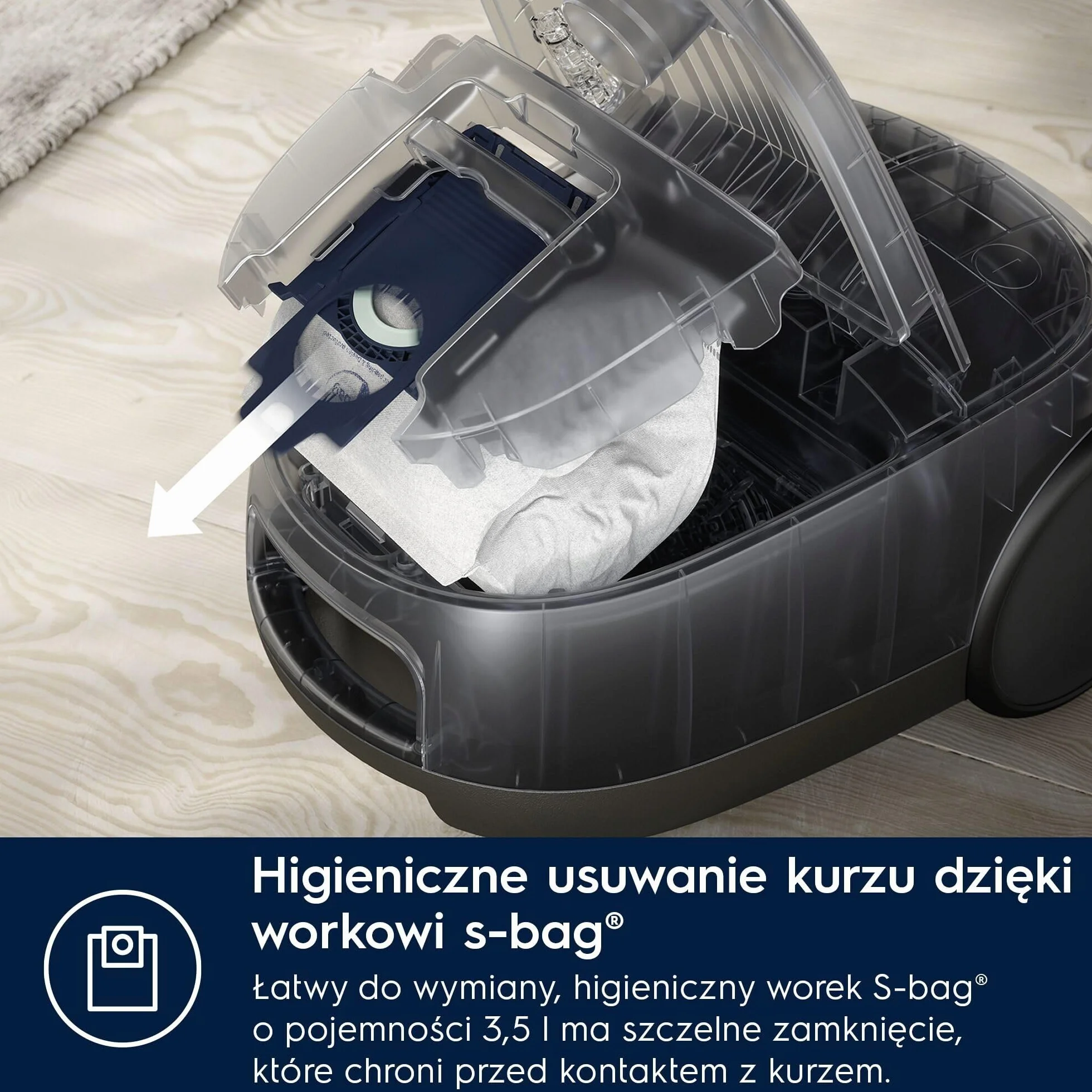 Electrolux Odkurzacz Workowy Clean 600 EB61C3WBL 73 dB 99,99% skuteczność odkurzania Kompaktowy 12 m Brąz