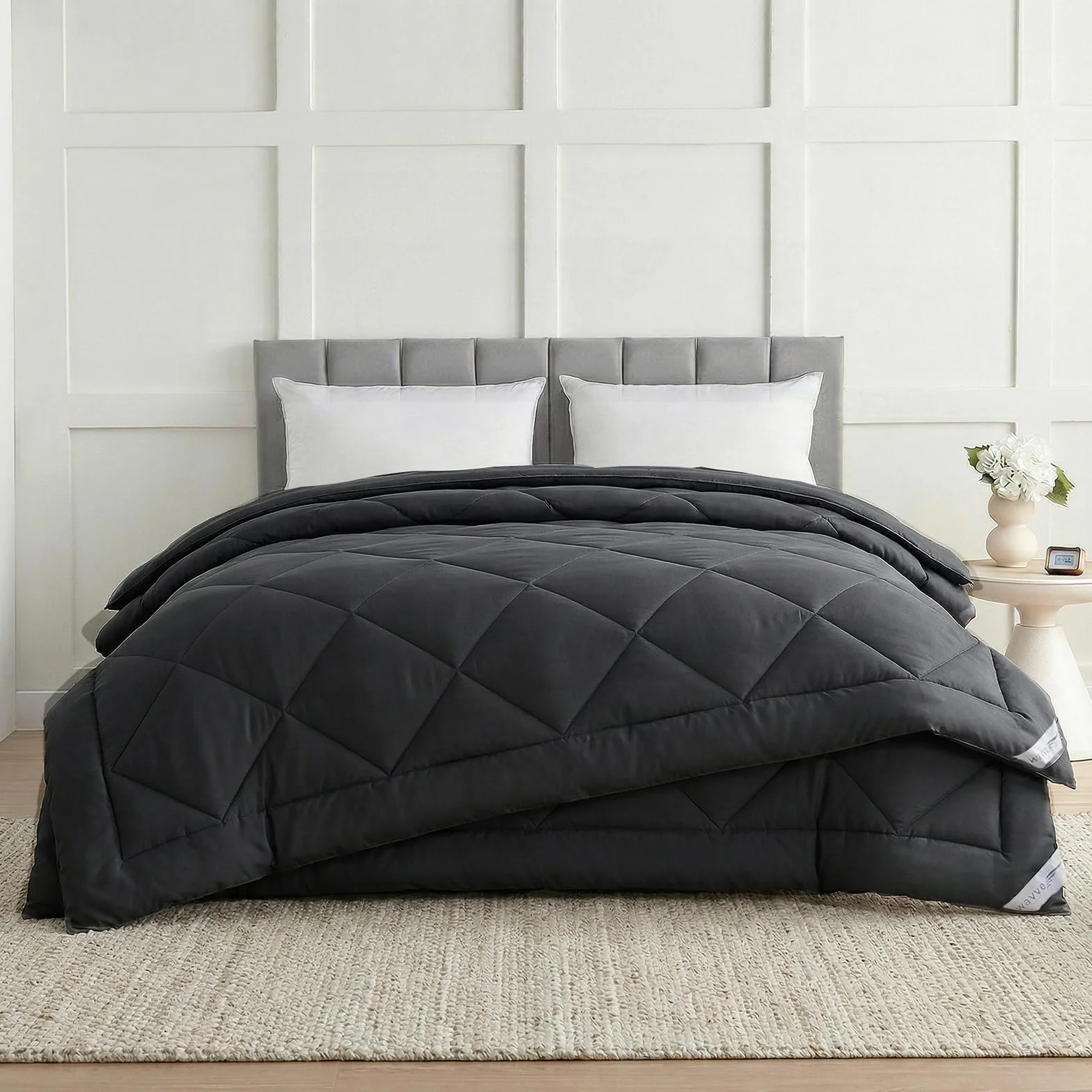 WAVVE Kołdra całoroczna 135x200 300 gsm + letnia 150 g/m² + zimowa 450 g/m², 2-częściowa szara