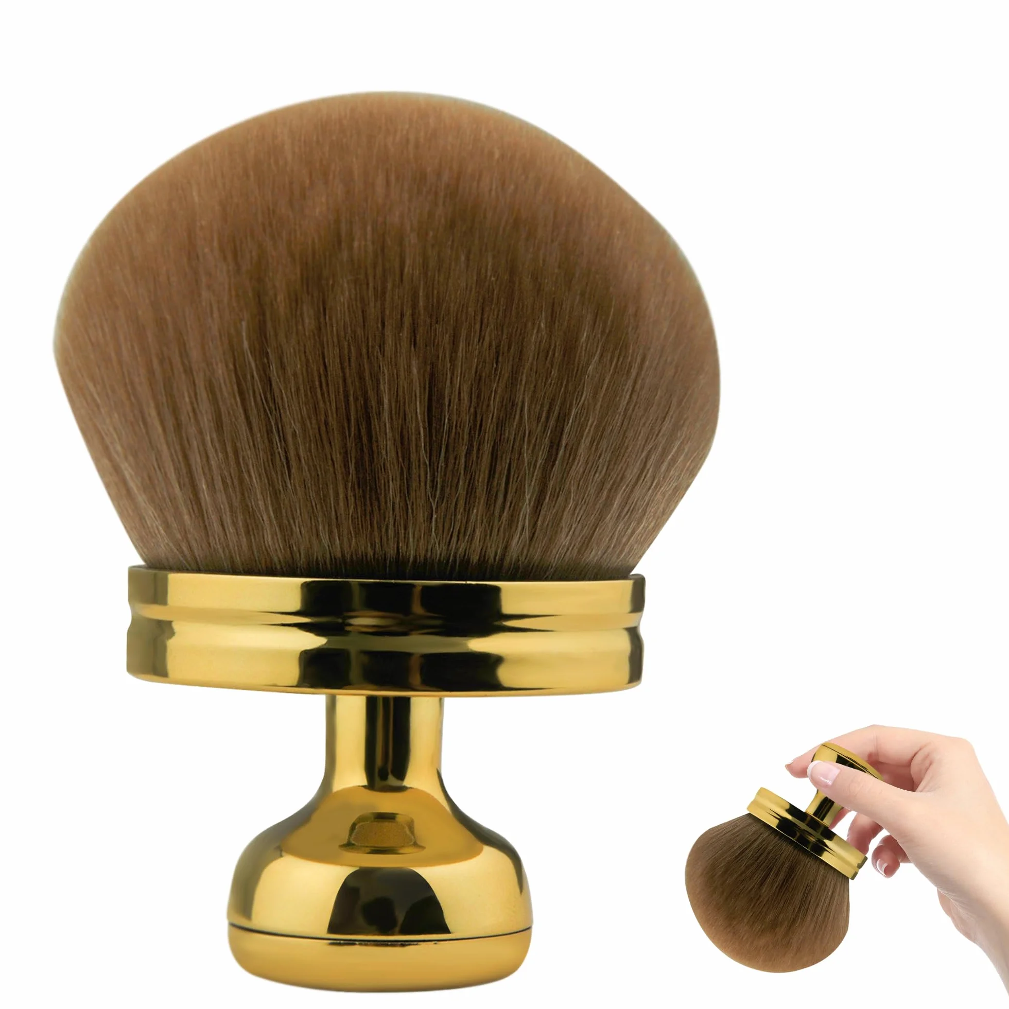 Gold Handle&Flesh-Toned Brushes Foundation Brush for Fake Tan, Liquid Blush&Face Cream Application|Strumenti di trucco z włókna syntetycznego 3,5cm z uchwytem z tworzywa sztucznego ergonomicznego