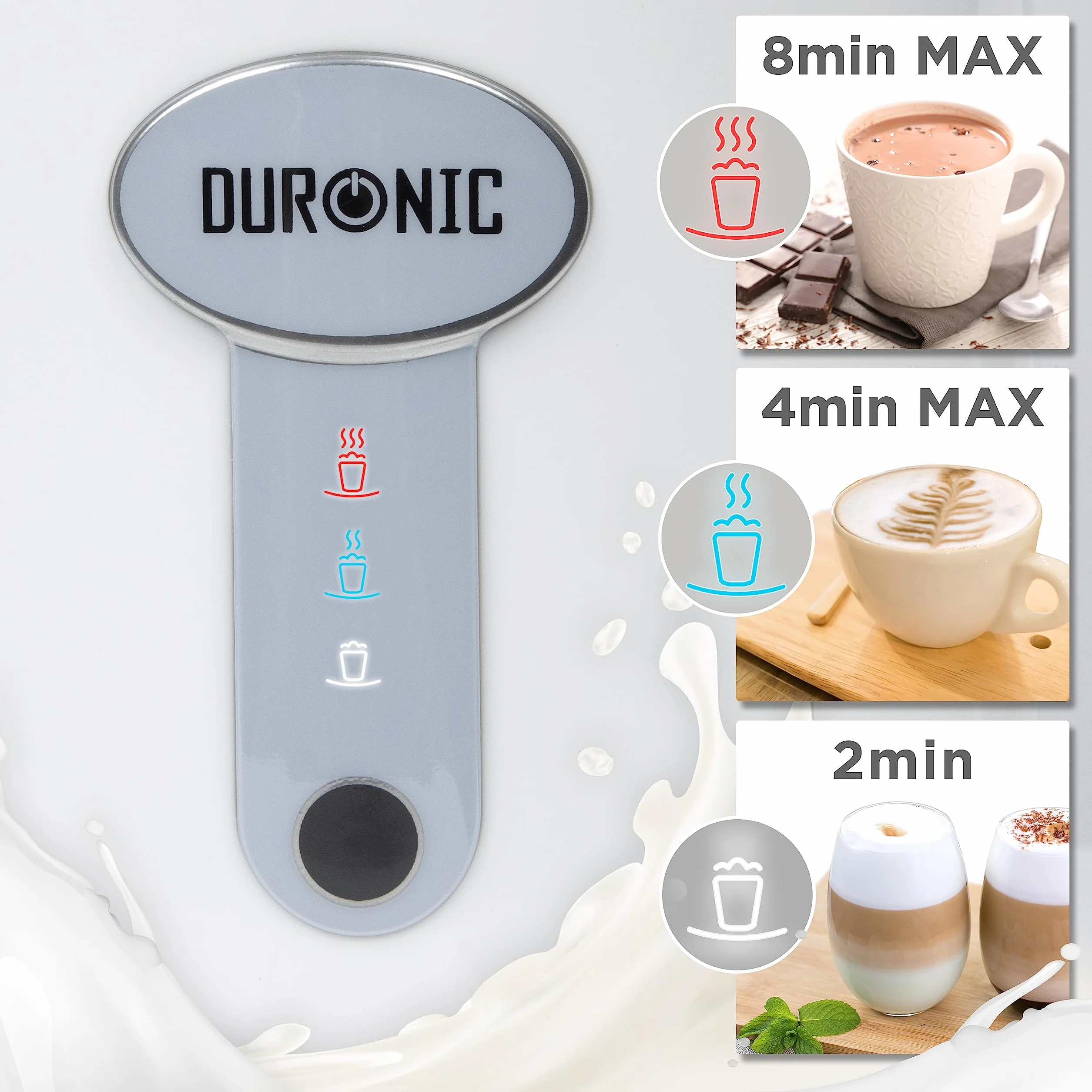 Duronic MF500 WE Automatyczny spieniacz do mleka elektryczny 500W ze stali nierdzewnej 500ml