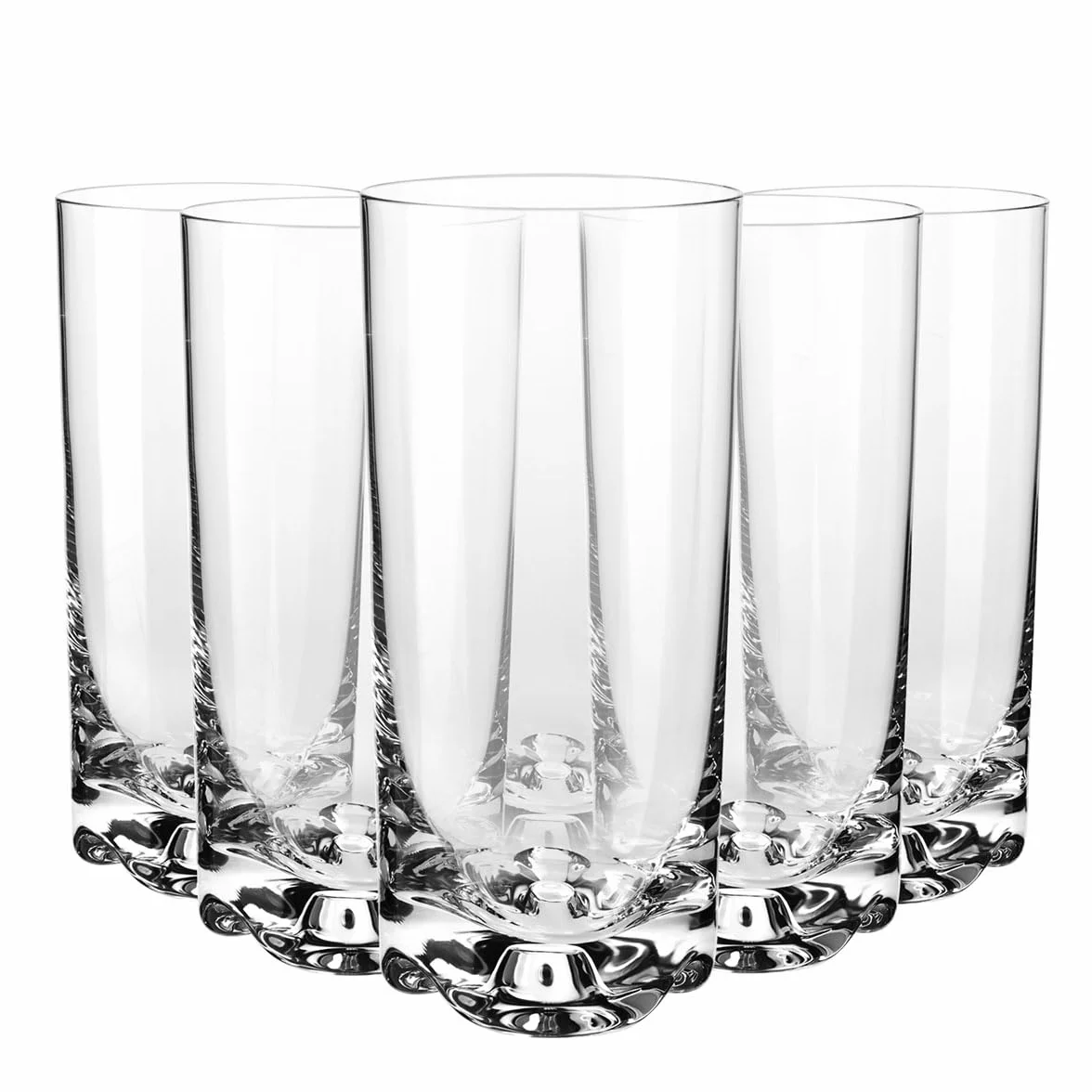 KROSNO Szklanki do napojów | Zestaw 6 x 350 ml | Kolekcja Mixology | Efektowne, trójdzielne dno | Prosta forma | Bezołowiowe szkło kryształowe| do koktajli, soków i wody | Można myć w zmywarce