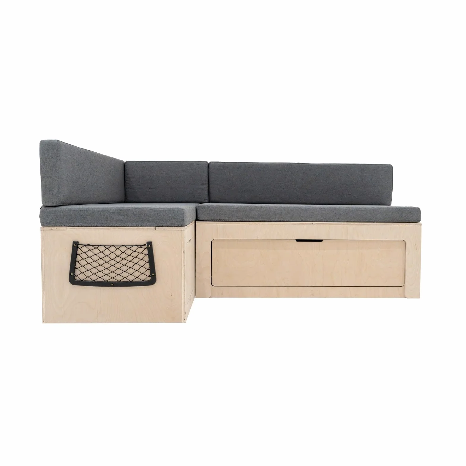 Sofa rozkładana w kształcie L 180x120 cm drewno brzozowe z poduszkami 8 cm