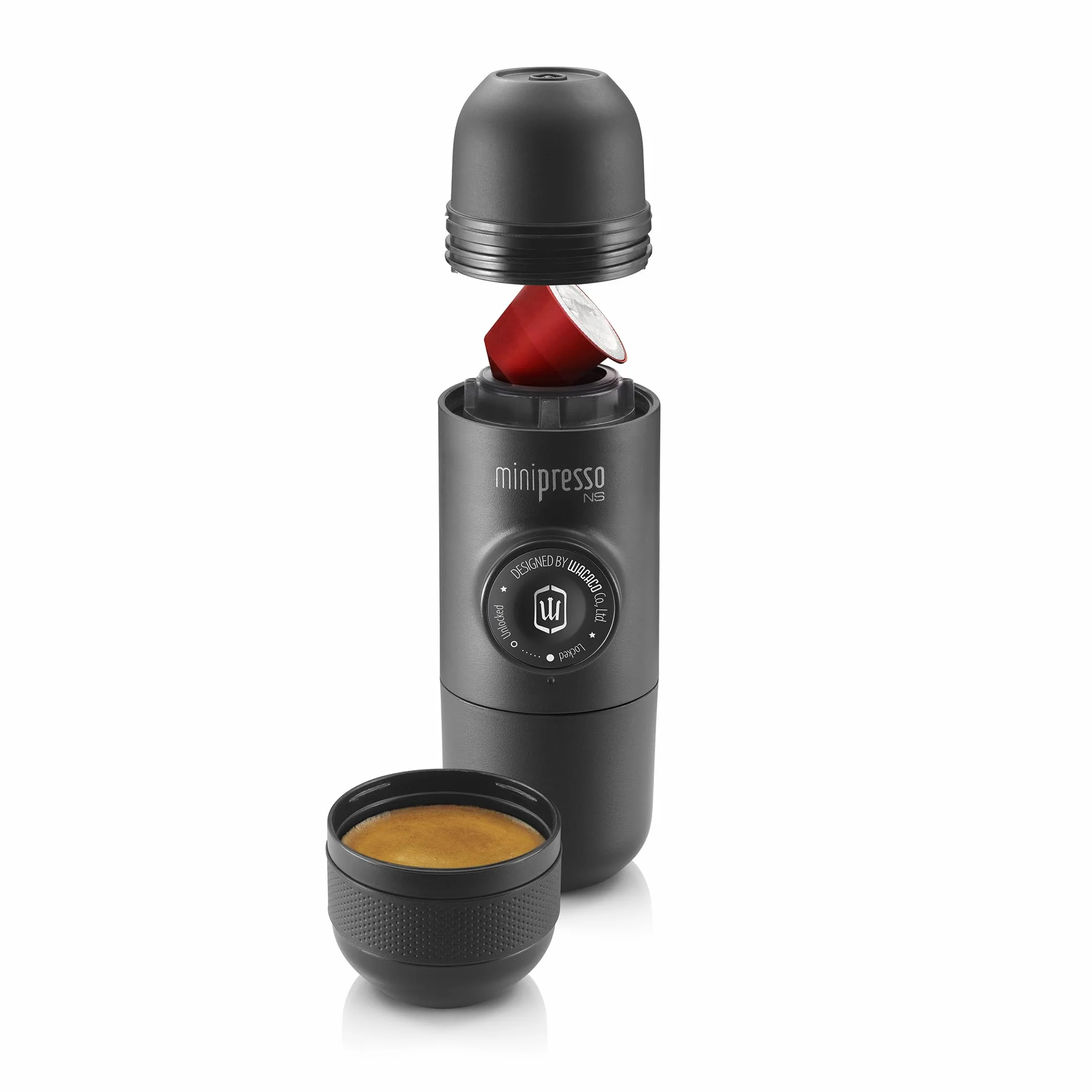 WACACO Minipresso NS, Przenośny Ekspres do Kawy, Kompatybilne Oryginalne Kapsułki Nespresso, Ręczny Ekspres do Kawy, Gadżety Podróżne, Obsługiwane Ręcznie, Idealne na Kemping, Piesze Wycieczki