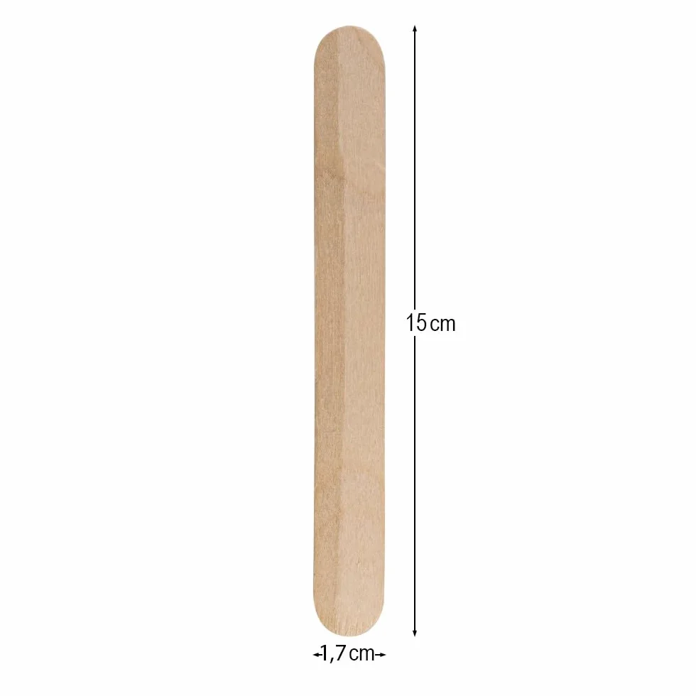 Ideen mit Herz | bardzo szerokie pałeczki drewniane | drewniane szpatułki | szerokie łodygi z drewna | szpatułka do drewna | długość 15 cm | szerokość 1,7 cm | idealna do majsterkowania, woskowania
