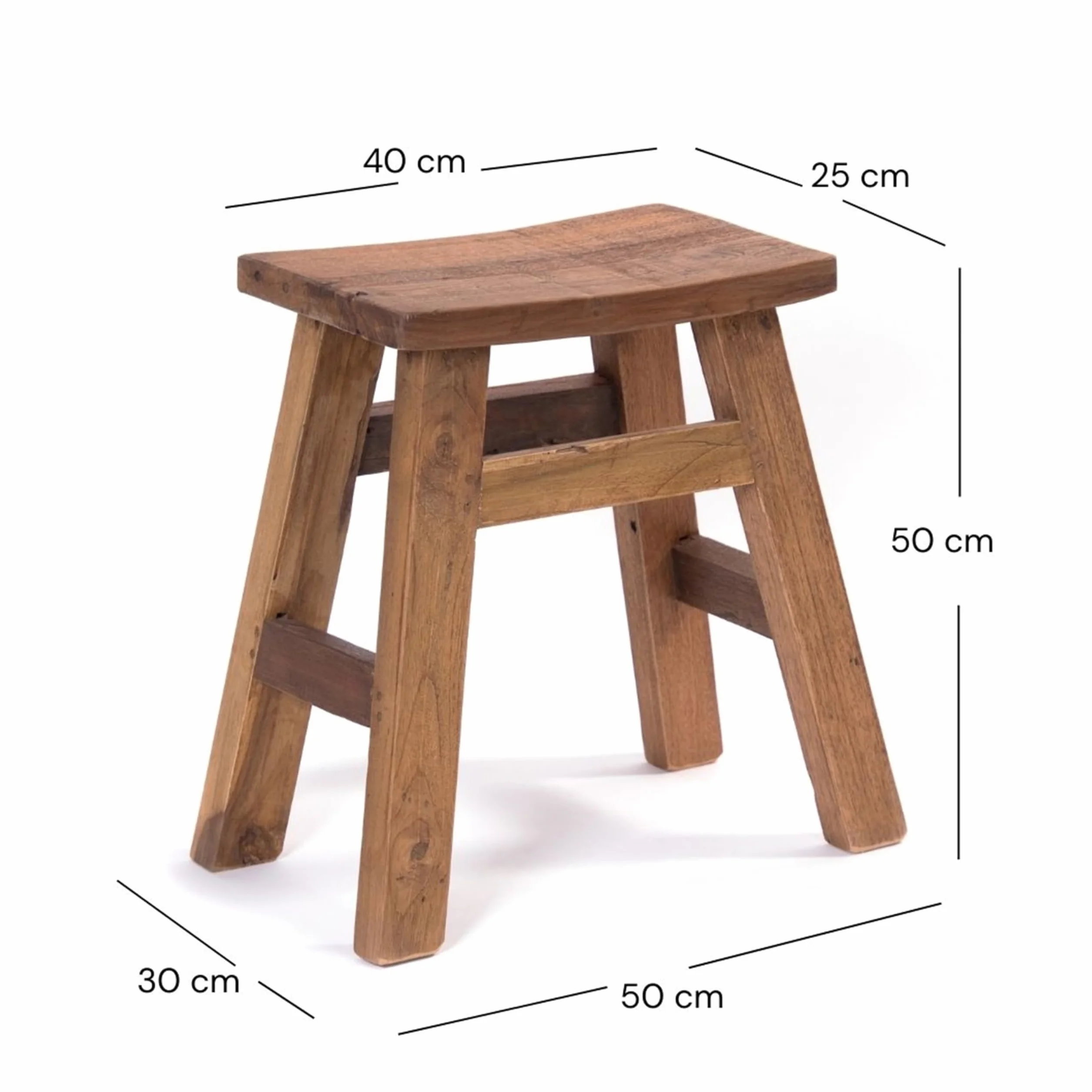 DESIGN DELIGHTS Drewniany Taboret Noah 50x50x30 cm Mahoń Drewno Tekowe