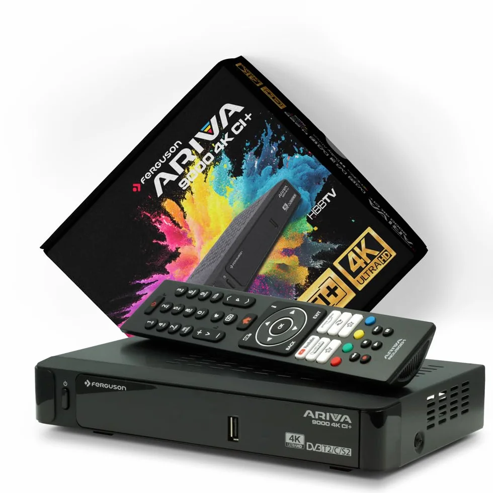 Ariva 9000 4K CI+ - Tuner dekoder TV satelitarny, naziemna, kablowa | HbbTV, UHD, HEVC H265, DVB-S2, DVB-C, DVB-T, DVB-T2