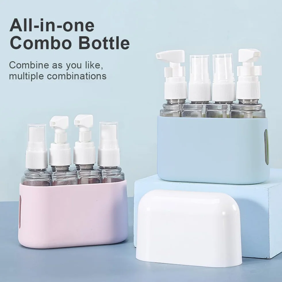 Flintronic Zestaw butelek podróżnych 4 w 1, 50 ML, szczelne, przenośne pojemniki z etykietą