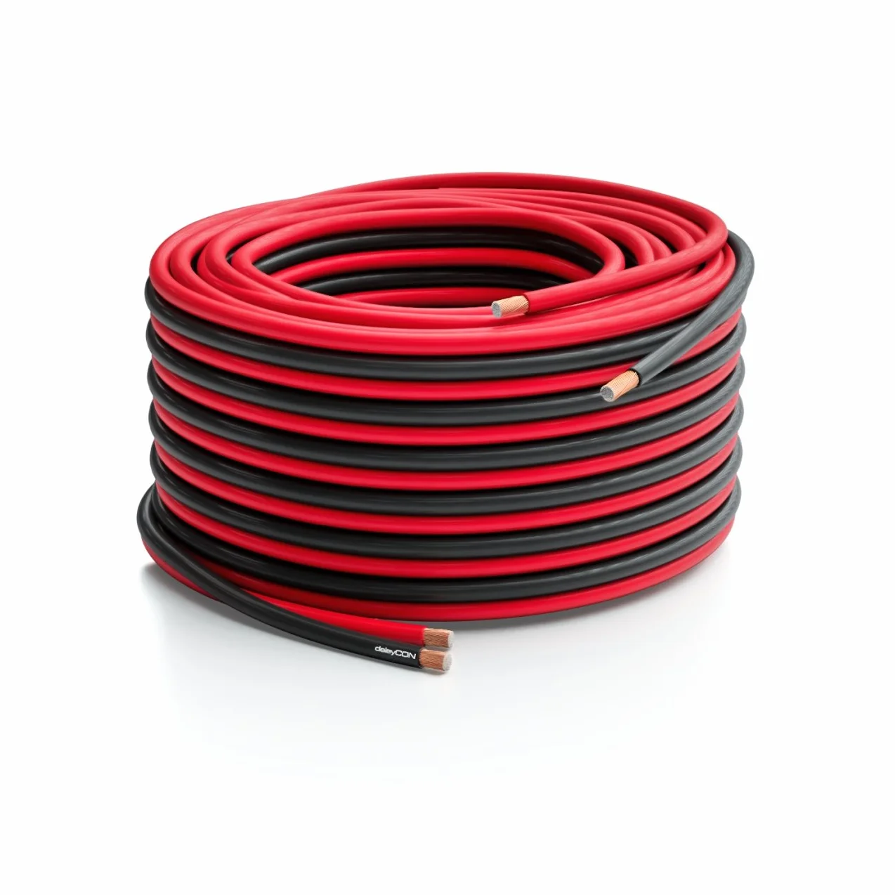 deleyCON 10m Kabel Głośnikowy 2x 1,5mm² Przewód Głośnikowy Aluminium Pokryte Miedzią CCA 2x48x0,20mm Lica Oznaczenie Biegunowości - Czerwony/Czarny