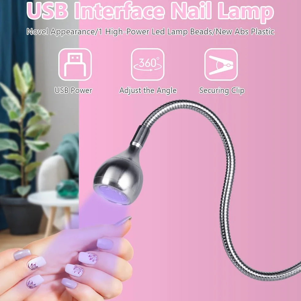 LOPHE Mini lampa UV do paznokci, małe lampy UV do paznokci żelowych, lampa utwardzana klejem UV 3 W, z klipsem zabezpieczającym, ładowalna, mini USB, przenośna lampa do paznokci LED, prezent dla