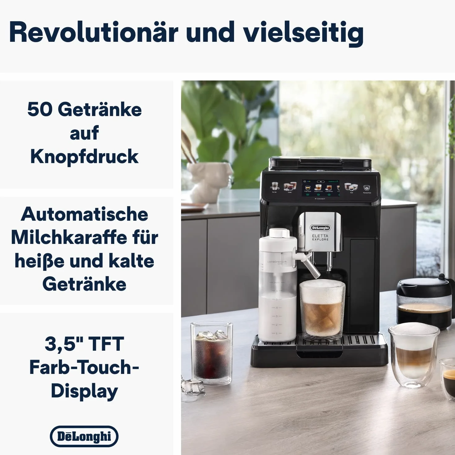 De'Longhi Eletta Explore Cold Brew ECAM452.67.G, Automatyczny Ekspres do Kawy z LatteCrema Hot i Cool, Cold Extraction, Szary