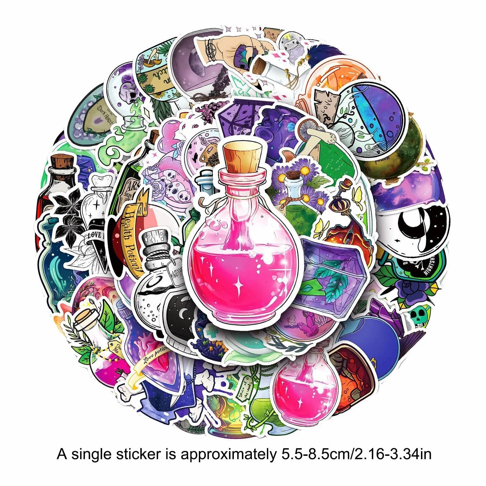 Halloween Potion Bottle Sticker Labels, 50x Decals, Clear Spherical Cosplay Stickers for Water Bottle