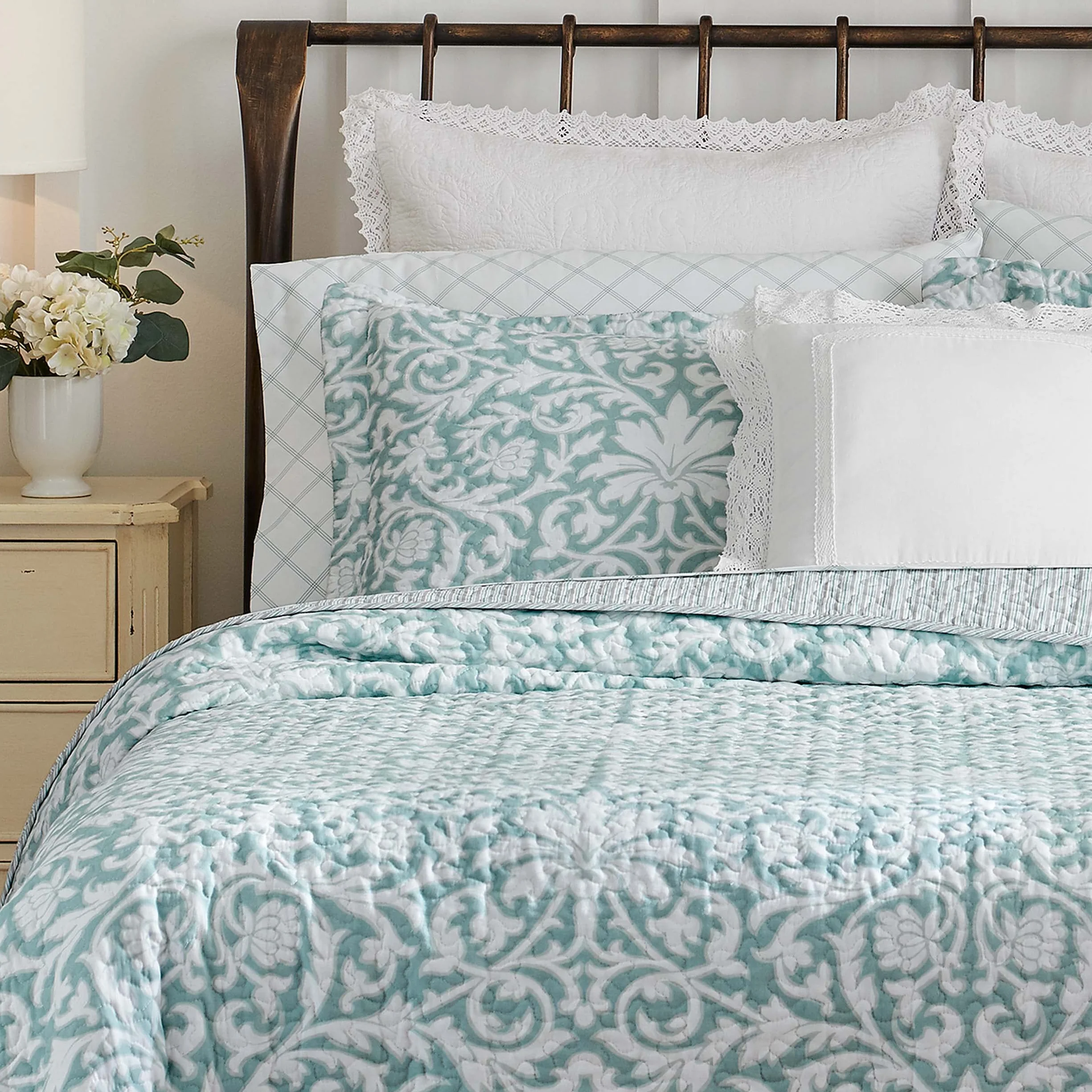 Laura Ashley Zestaw kołder King ultramiękka pościel całoroczna dwustronna narzuta niebieska