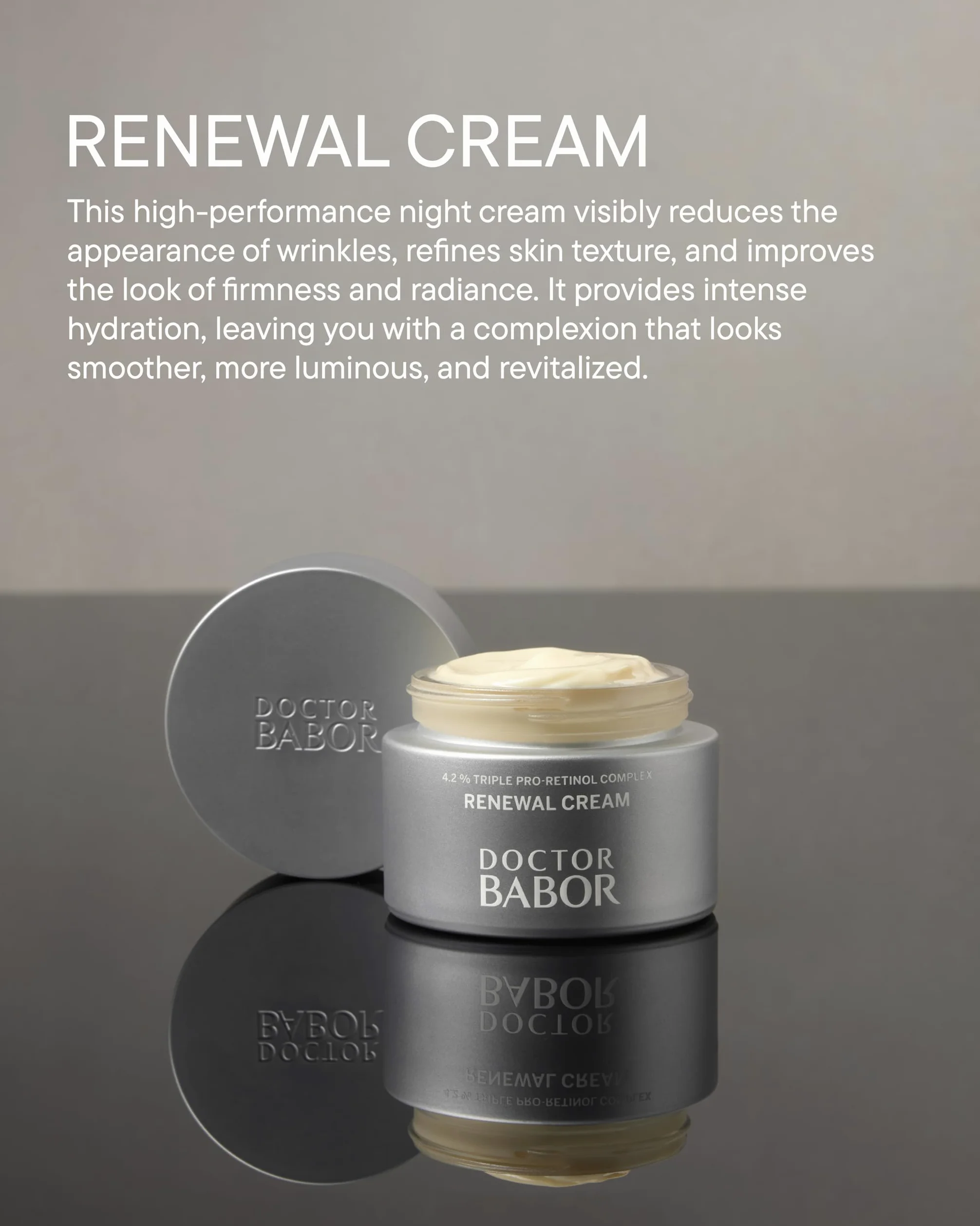DOCTOR BABOR Renewal Cream krem regenerujący przeciw starzeniu się skóry i plamom pigmentowym z kompleksem Pro-Retinol | Dla promiennej, odmłodzonej skóry | Poprawia wygląd skóry | Wegański | - 50 ml