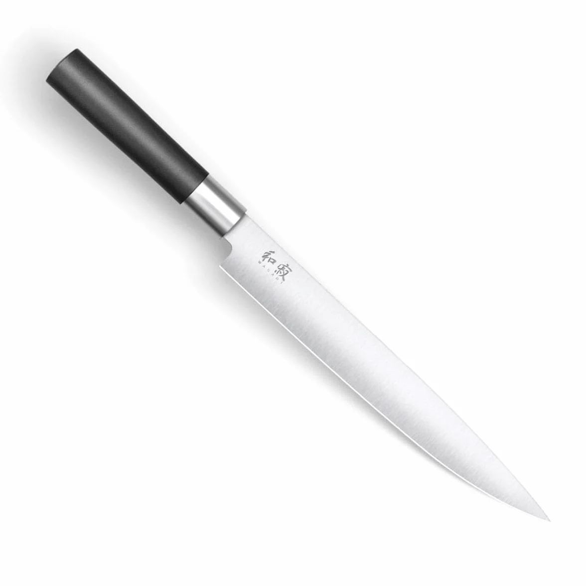 KAI Wasabi Black nóż do szynki 23 cm, stal nierdzewna 6A/1K6, 58 HRC, czarny uchwyt polipropylenowy, Japonia