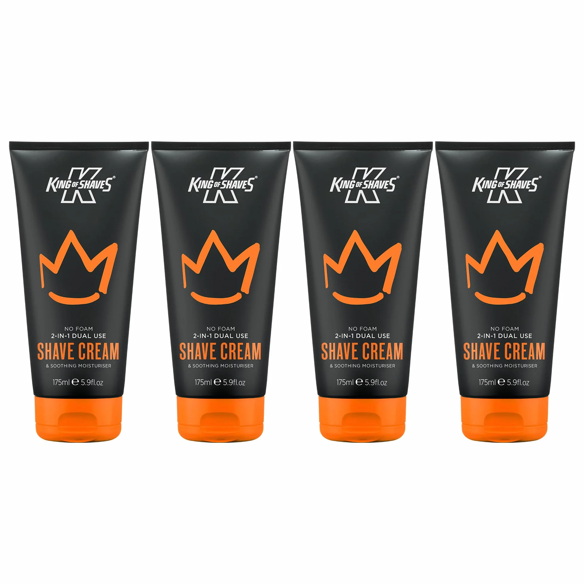 King of Shaves 2 w 1 Krem do golenia bez piany i nawilżacz po goleniu dla mężczyzn, żel do wrażliwej skóry, redukuje podrażnienia, 86% składników naturalnych, 4 x 175ml