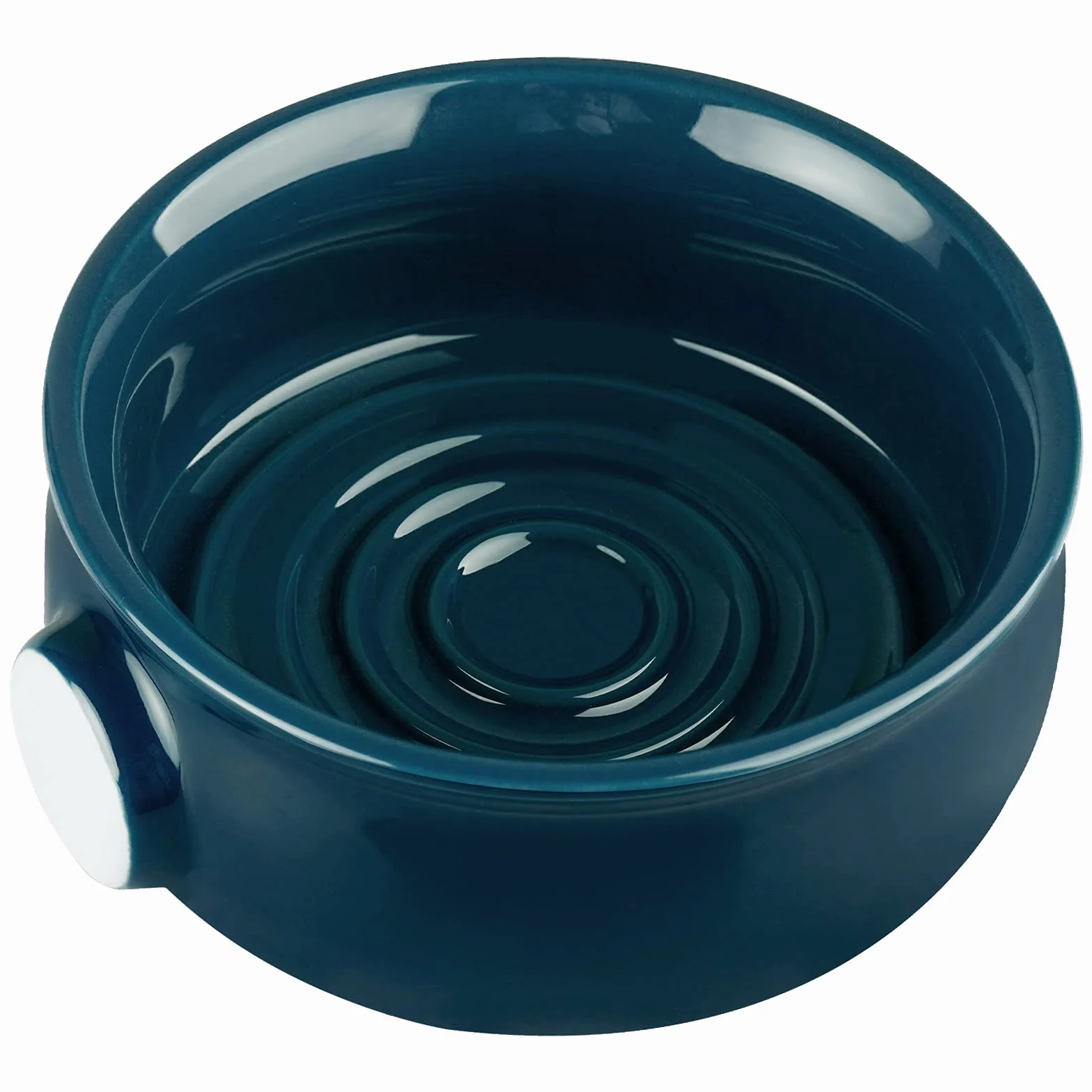 Linkidea Ceramiczna miska na mydło do golenia z antypoślizgowym uchwytem, szeroki otwór, duża pojemność, łatwiejsza do spieniania, kremowa miska do golenia na mokro dla mężczyzn (granatowa)