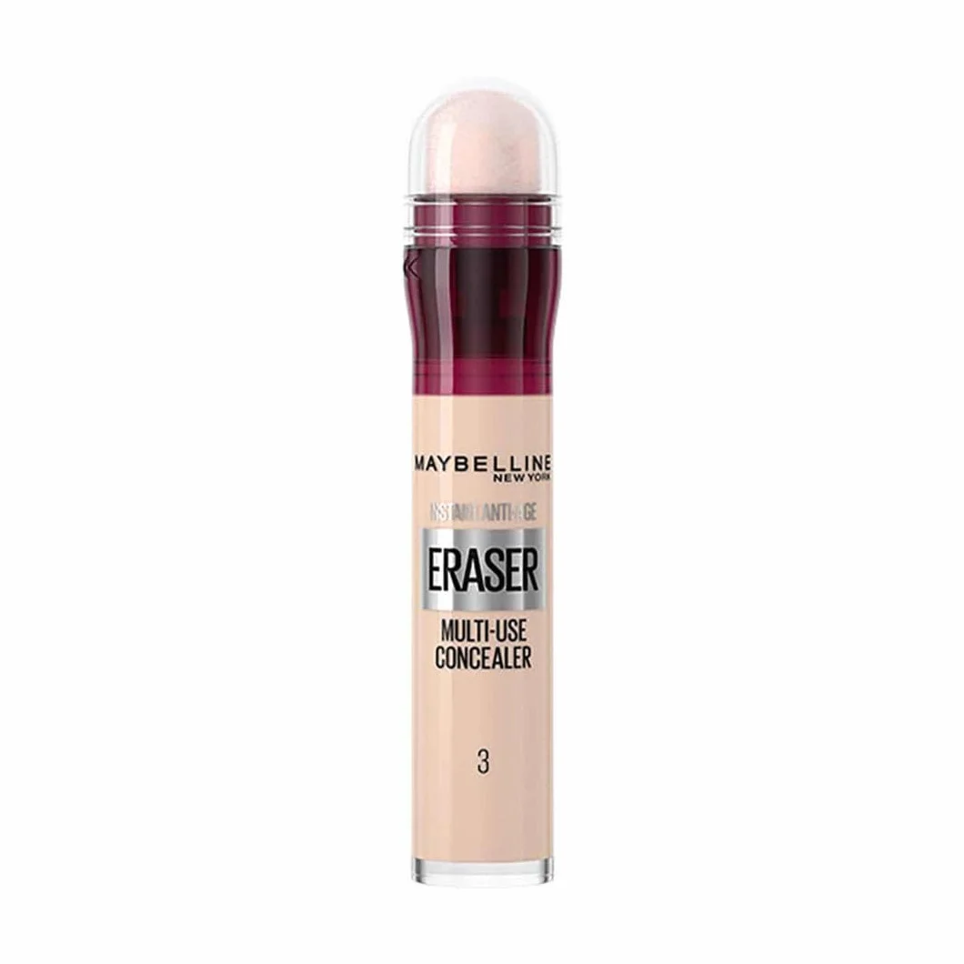 Maybelline New York Instant Anti Age Eraser multifunkcyjny korektor do twarzy z gąbeczką, maskuje zaczerwienienia, cienie i zmarszczki, 03 Fair, 6,8 ml