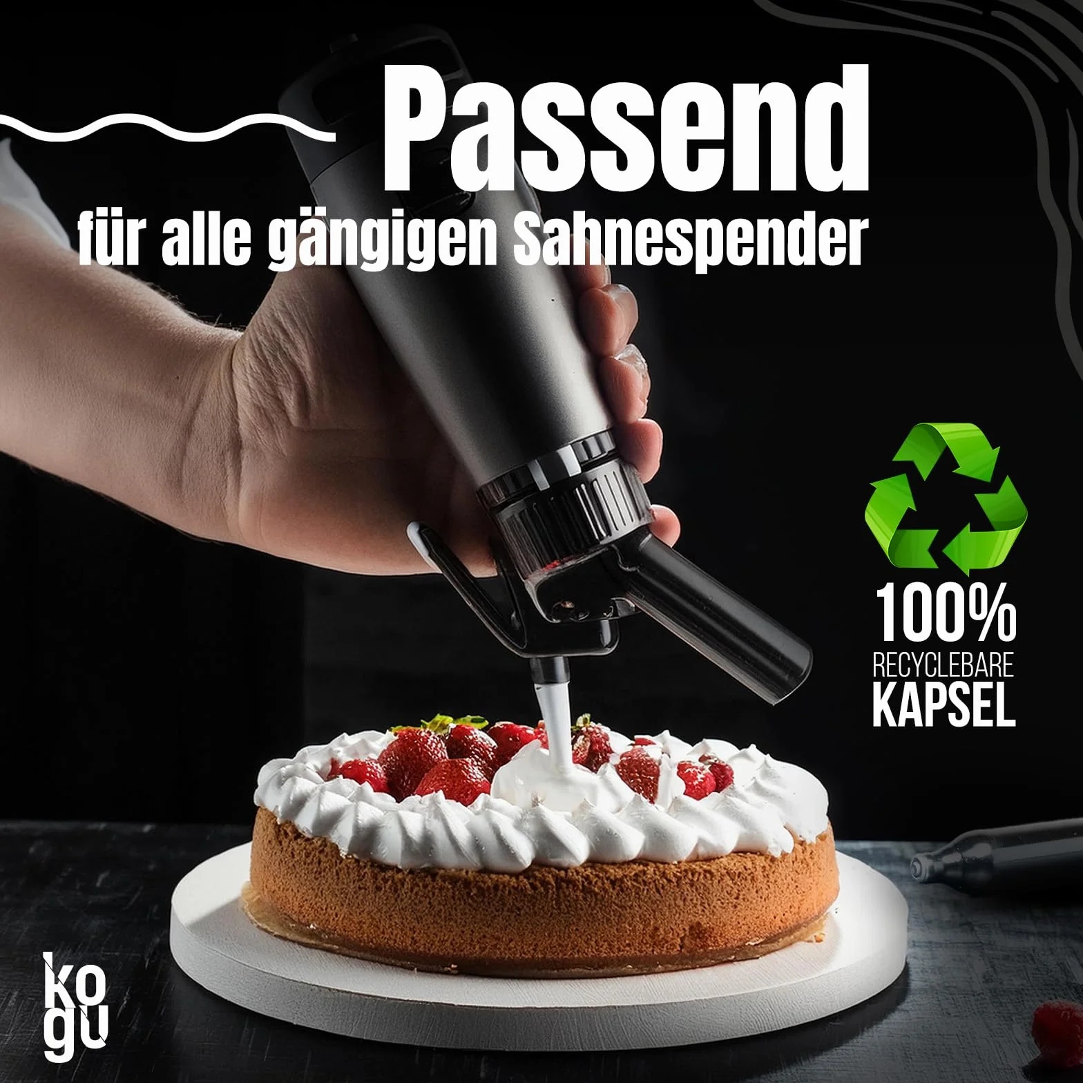 10 sztuk kapsułek do śmietany N2O do przygotowywania śmietany, wysokiej jakości, czarne kapsułki premium 8 g, certyfikat HACCP i w 100% nadają się do recyklingu, wyprodukowano w UE