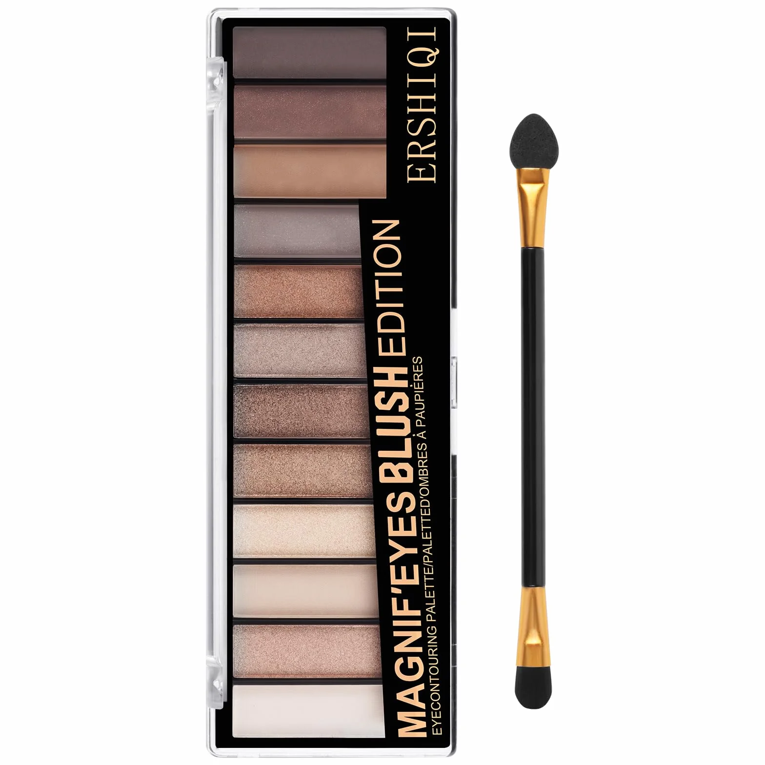 T Paleta cieni do powiek, zestaw cieni do powiek, 12 odcieni, zestaw do makijażu oczu dla naturalnego wyglądu i długotrwałych odcieni, matowe i błyszczące wykończenie, przenośne palety cieni do