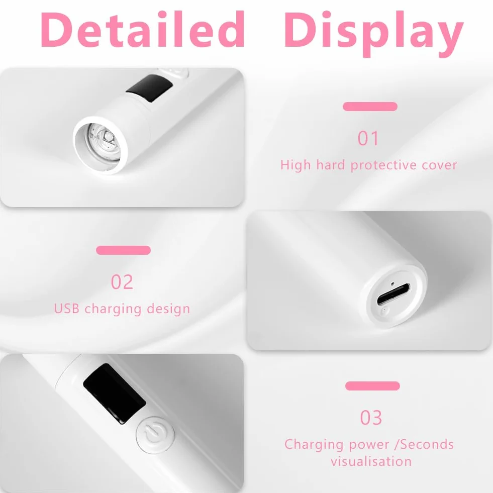 URAQT Lampa żelowa UV do paznokci, przenośna mini lampa UV LED do paznokci z akumulatorem USB, suszarka do paznokci, salon suszarka do paznokci idealna do wszystkich żeli, A