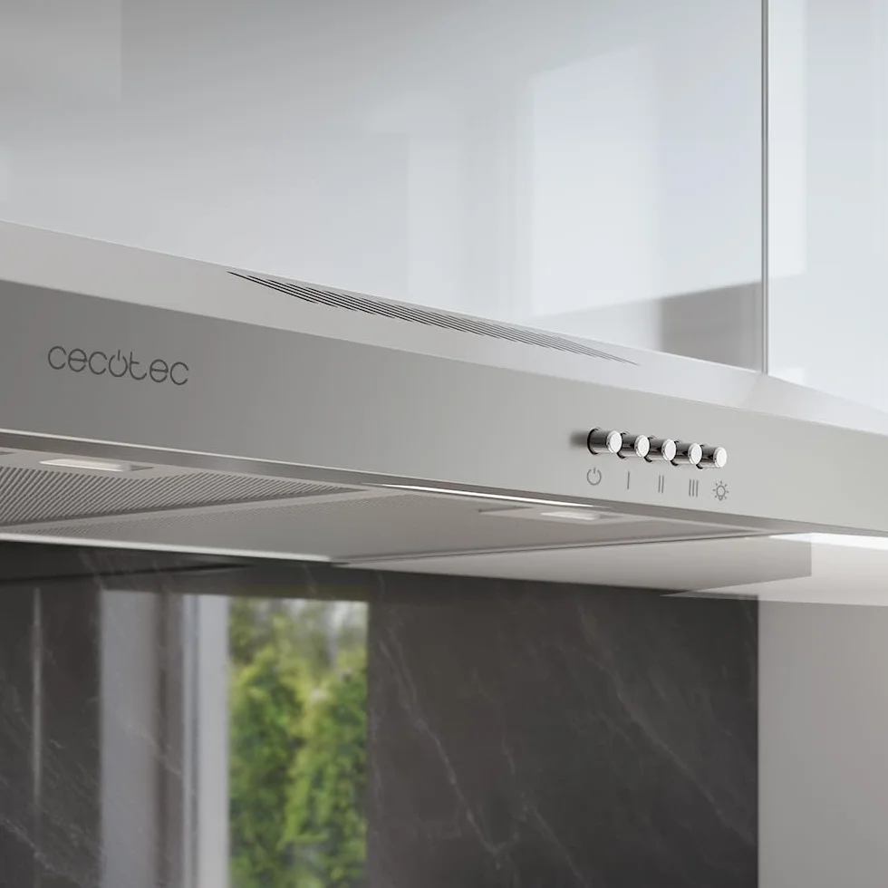 Cecotec 60 cm Szerokość Bolero Flux CM 602200 Inox B. Moc ssania 220m3/h, Silnik 70W, niskie zużycie energii, sterowanie mechaniczne, 3 poziomy mocy, Wykończenie ze stali nierdzewnej