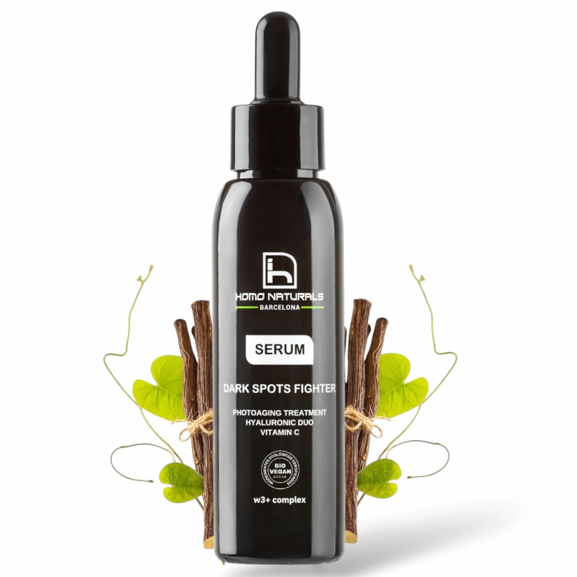 Homo Naturals Męskie serum Przeciwstarzeniowe i przeciw plamom - Krem do twarzy z kwasem hialuronowym - Krem przeciw plamom dla mężczyzn - Przeciw starzeniu się i plamom - Certyfikowany Organiczny