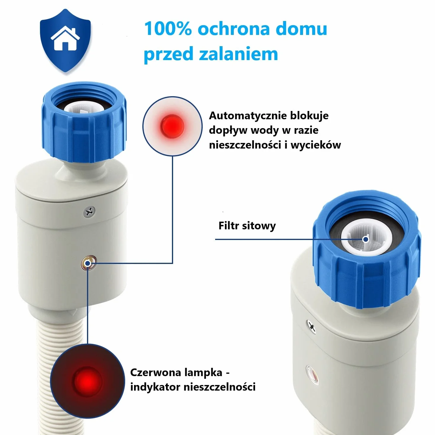 VIOKS Wąż z funkcją Aquastop, 1,5 m, do pralki i pojedynczej zmywarki do naczyń, do zmywarek stołowych