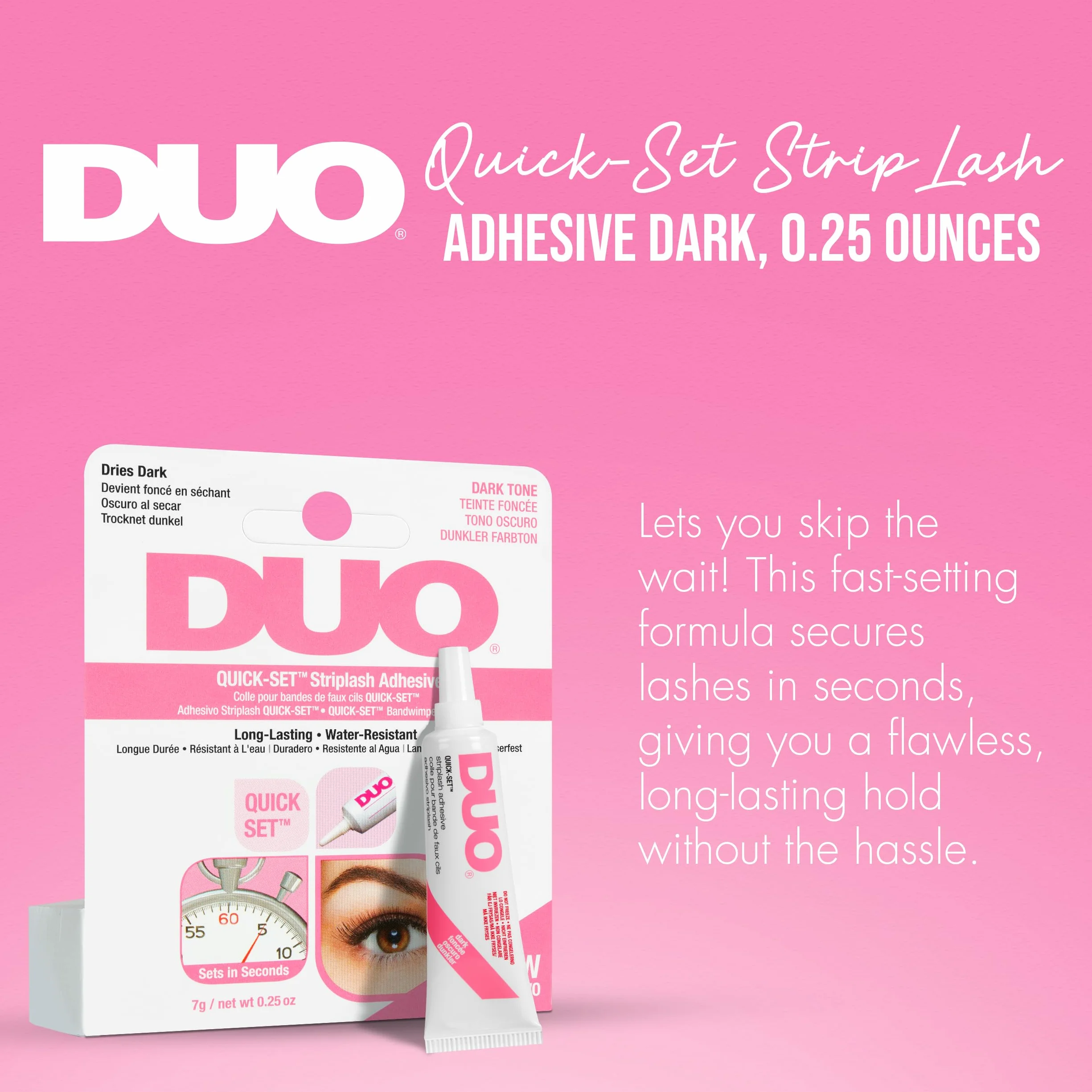 ARDELL DUO Klej do rzęs, czarny (7 g), z formułą szybkoschnącą, szybkoschnący klej do sztucznych rzęs, bardzo mocne trzymanie i wodoodporny, Quickset Lash Adhesive, ciemny